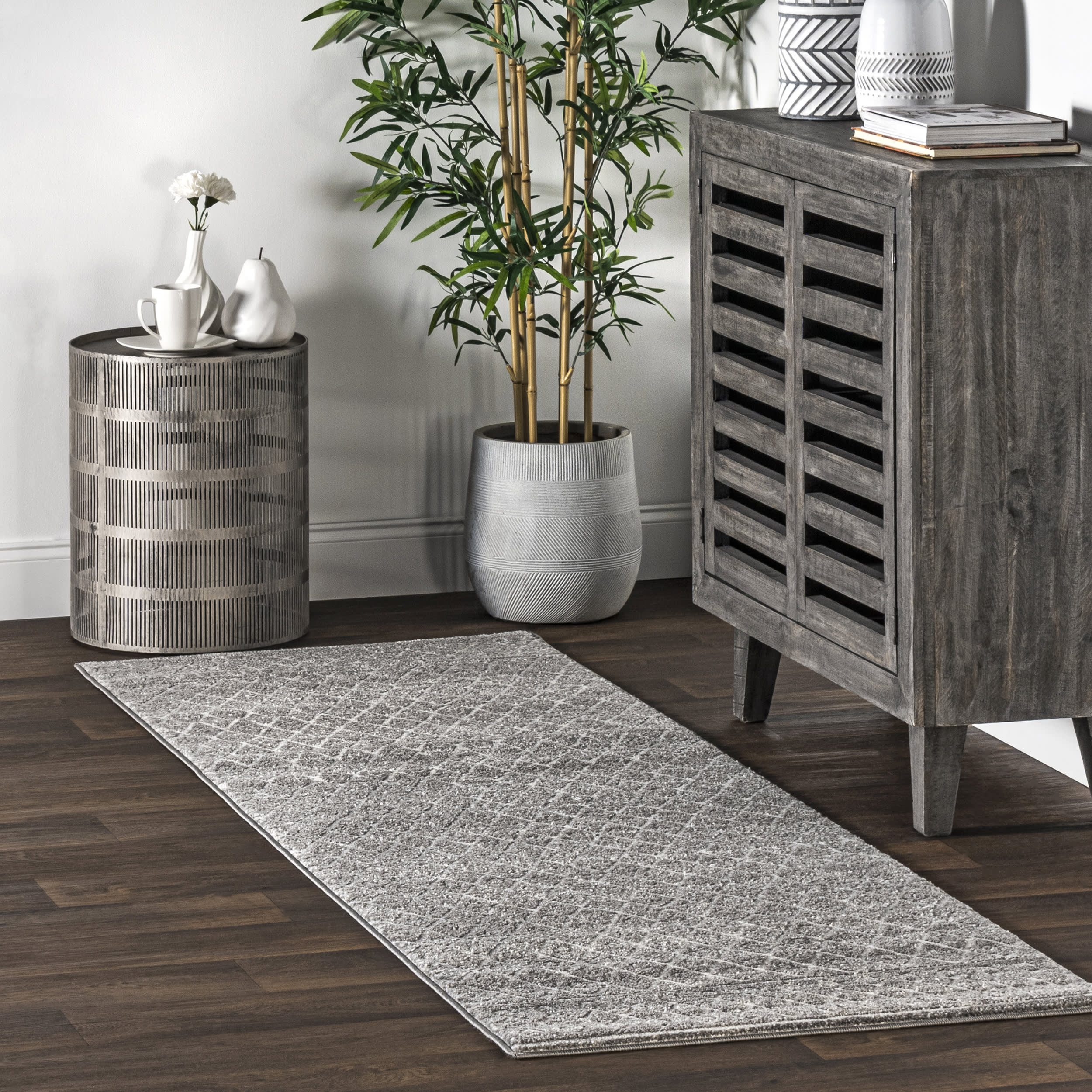 Thea Birdseye Trellis Rug | Beige - Image 2