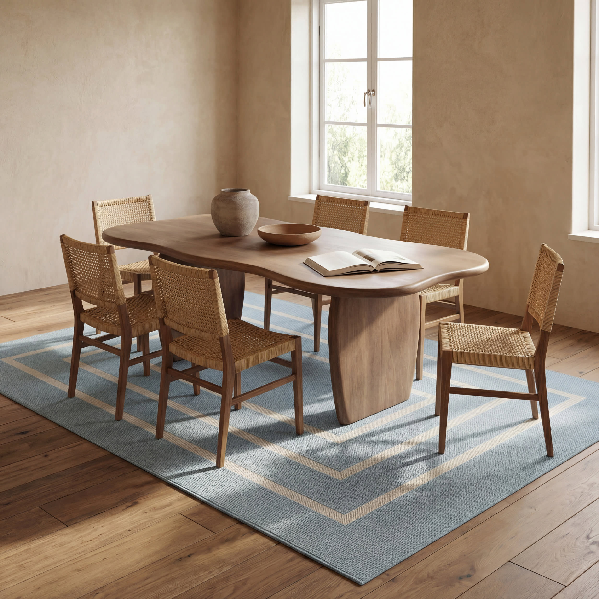 Thena Modern Bordered Indoor/Outdoor Rug | Blue - Image 6