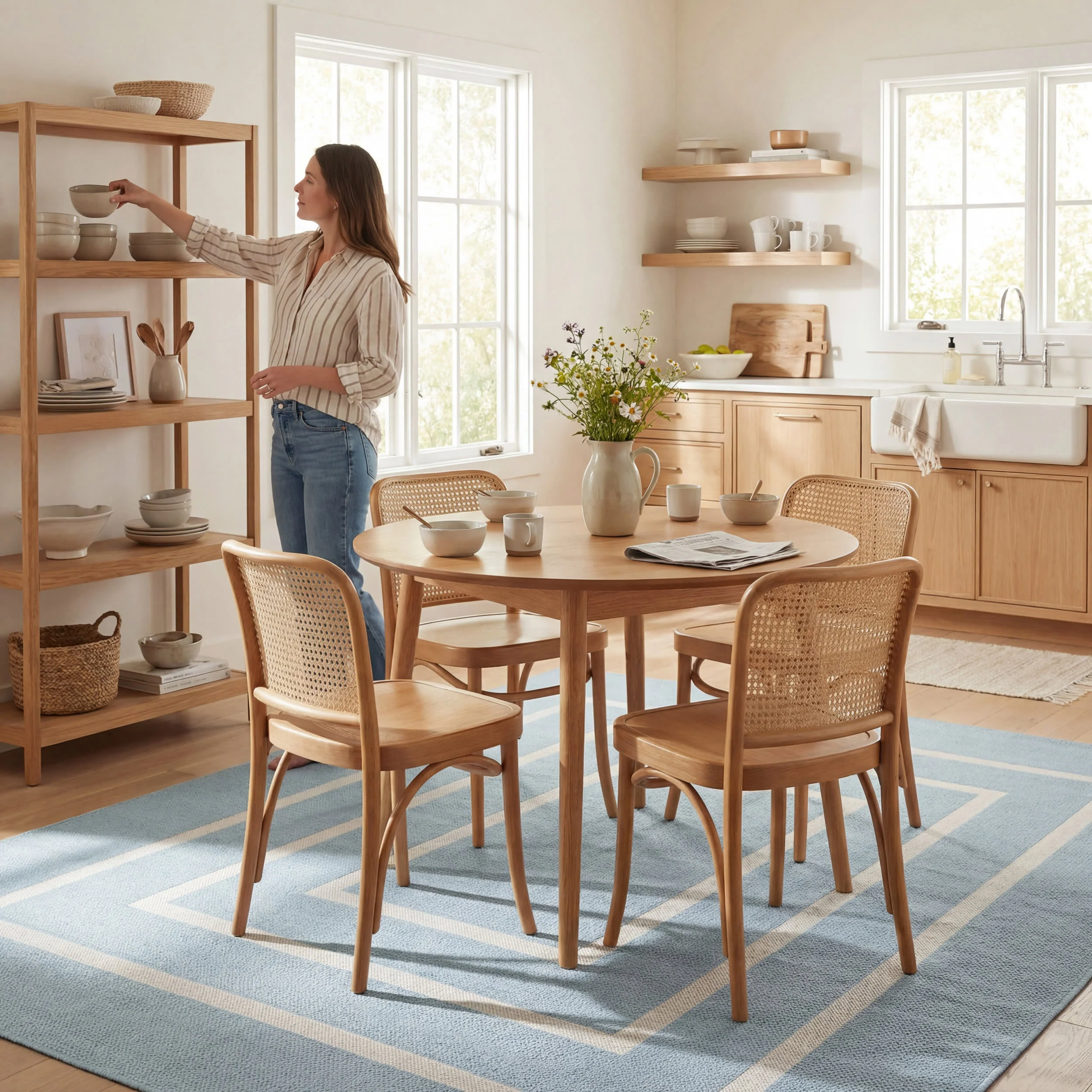Thena Modern Bordered Indoor/Outdoor Rug | Blue - Image 8