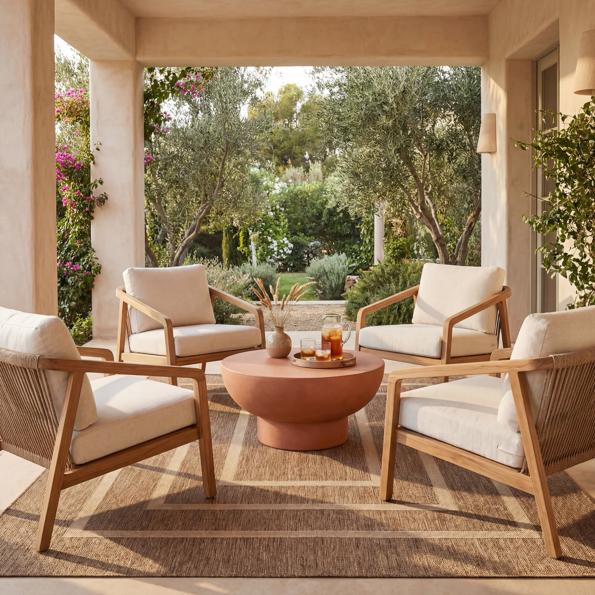 Thena Modern Bordered Indoor/Outdoor Rug | Brown - Image 2