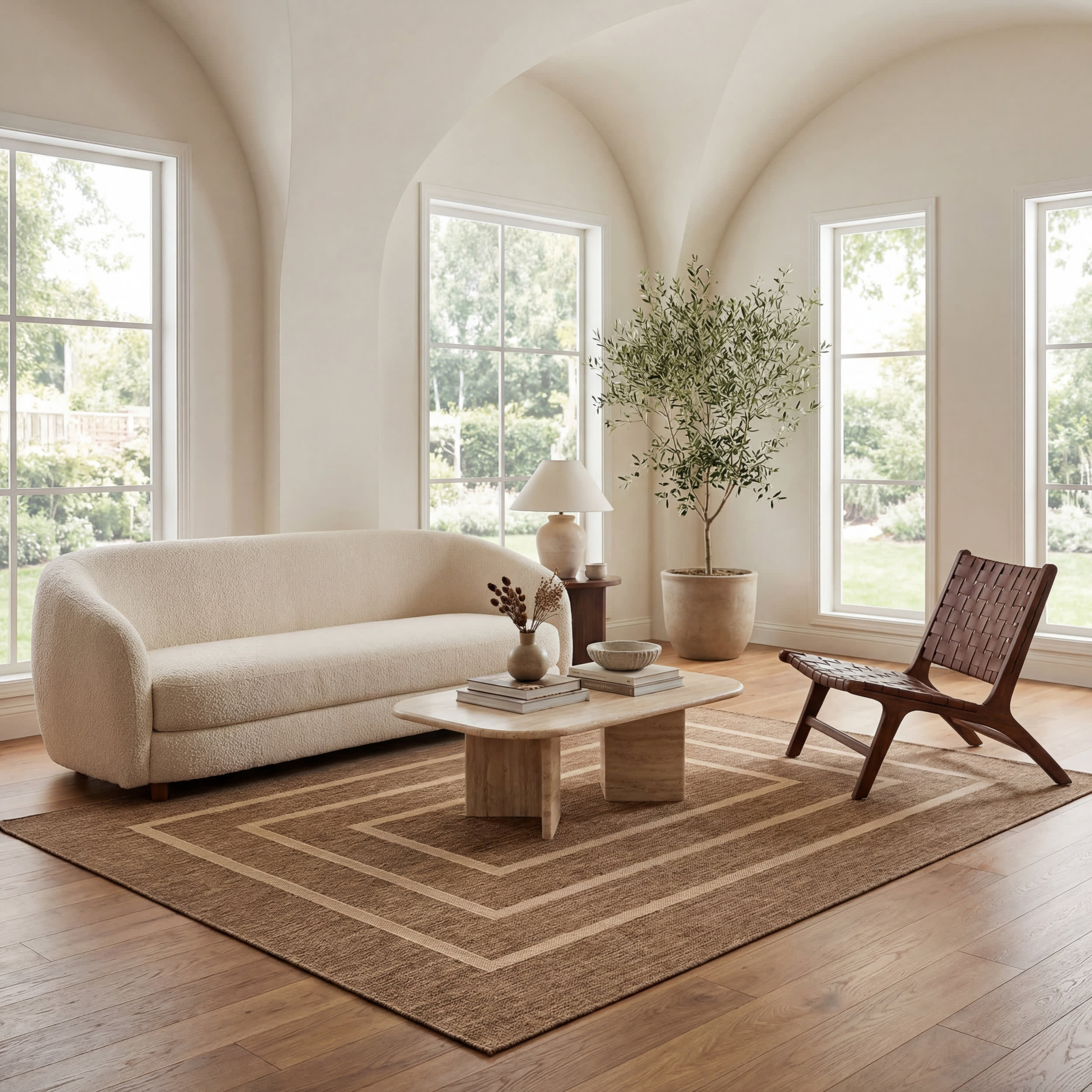 Thena Modern Bordered Indoor/Outdoor Rug | Brown - Image 9