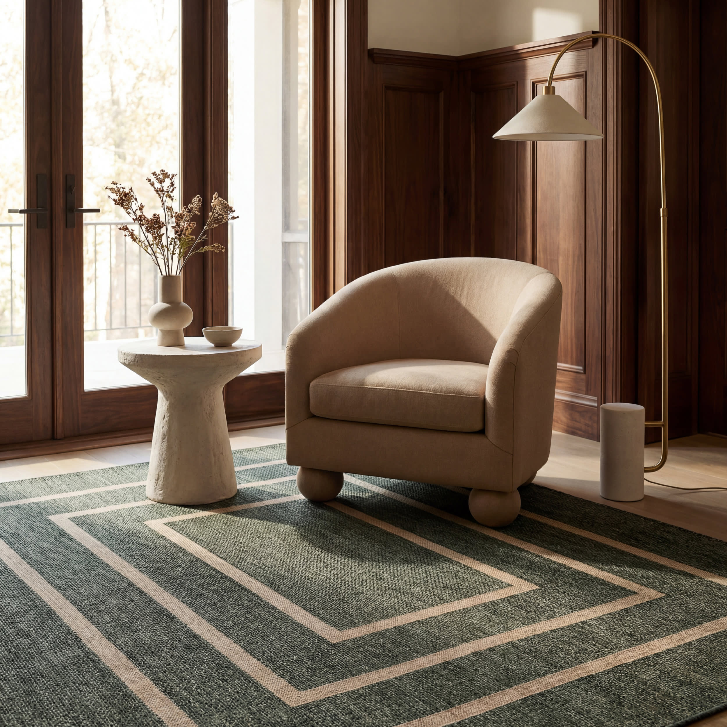 Thena Modern Bordered Indoor/Outdoor Rug | Green - Image 5