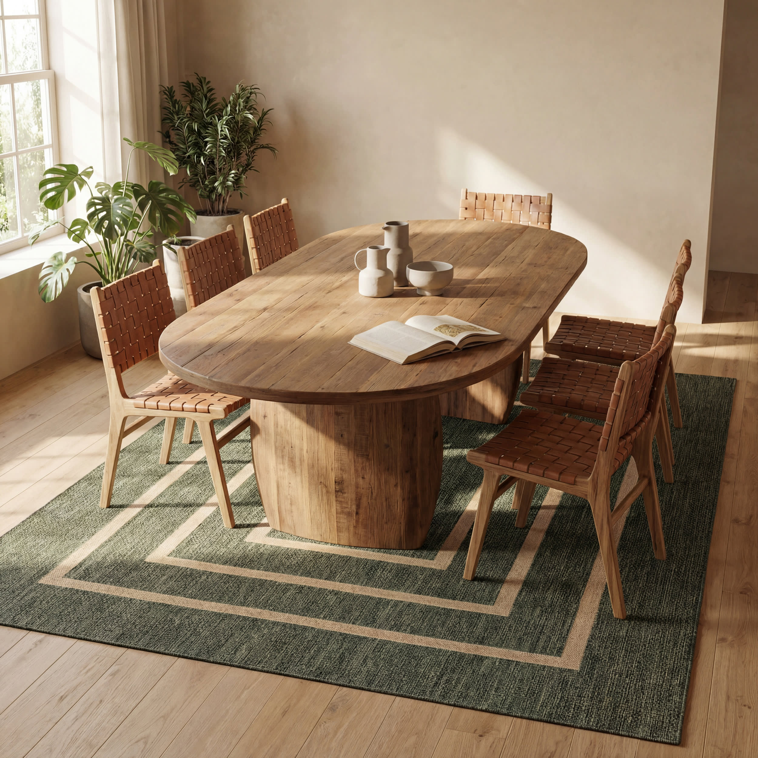 Thena Modern Bordered Indoor/Outdoor Rug | Green - Image 7