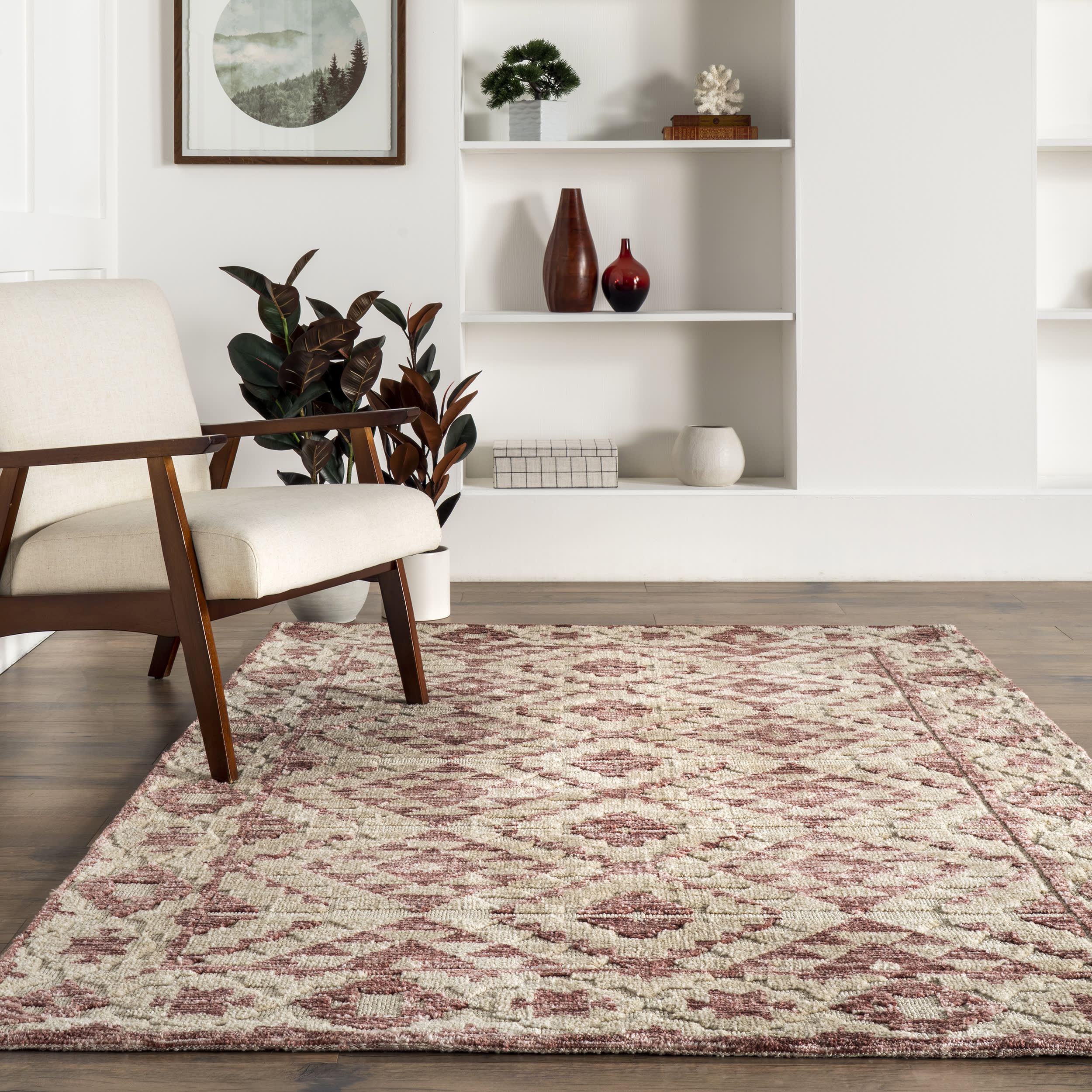 Tia Bordered Diamond Rug | Rust - Image 4