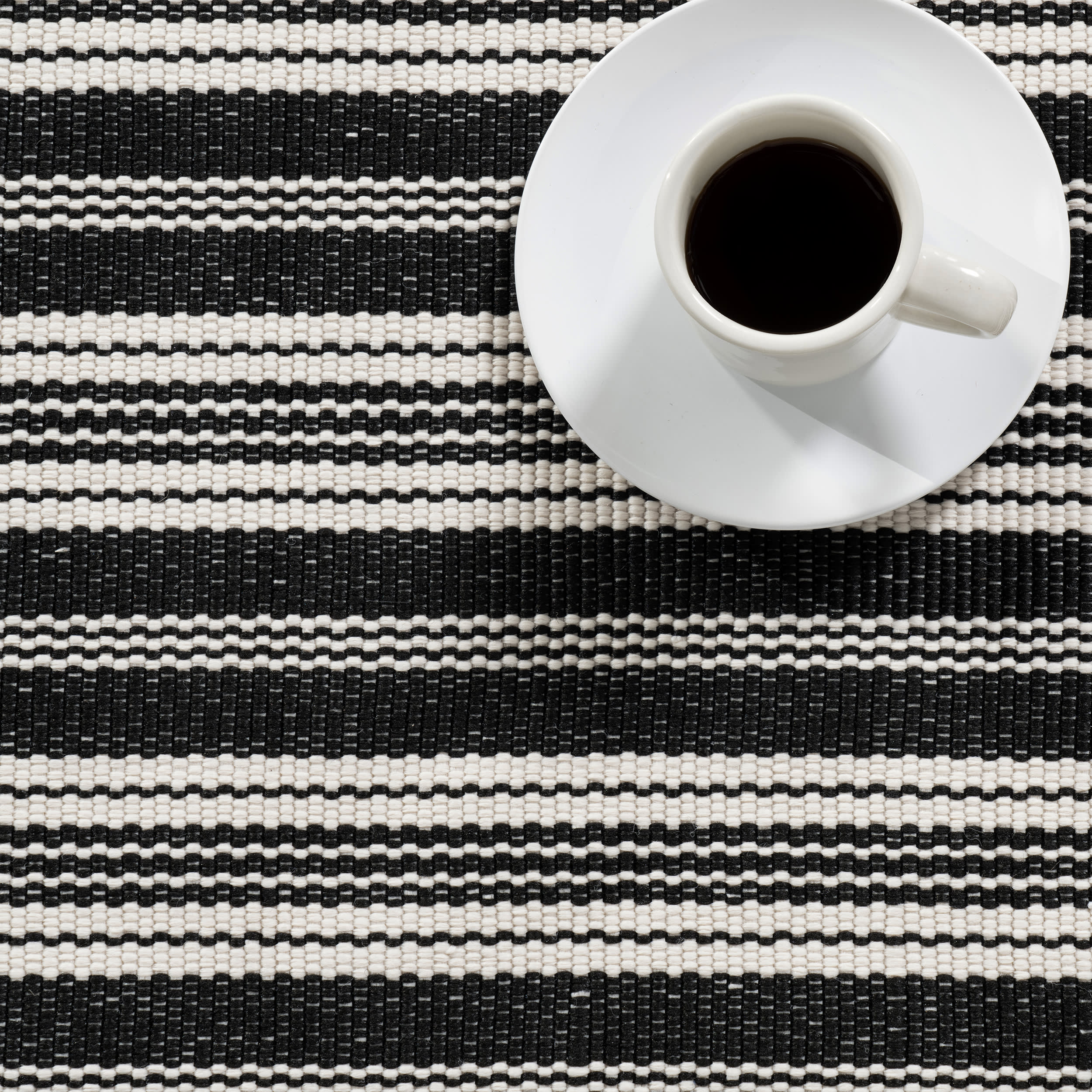 Ticking Stripe Handwoven Indoor/Outdoor Rug | Black - Image 7