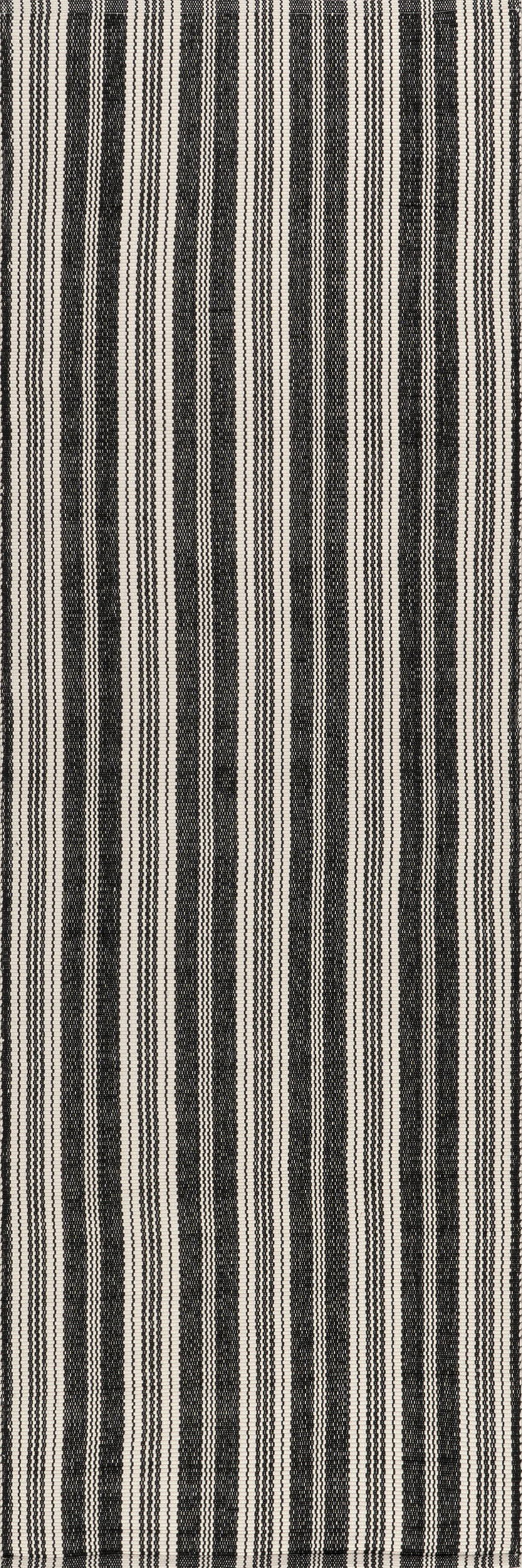 Ticking Stripe Handwoven Indoor/Outdoor Rug | Black