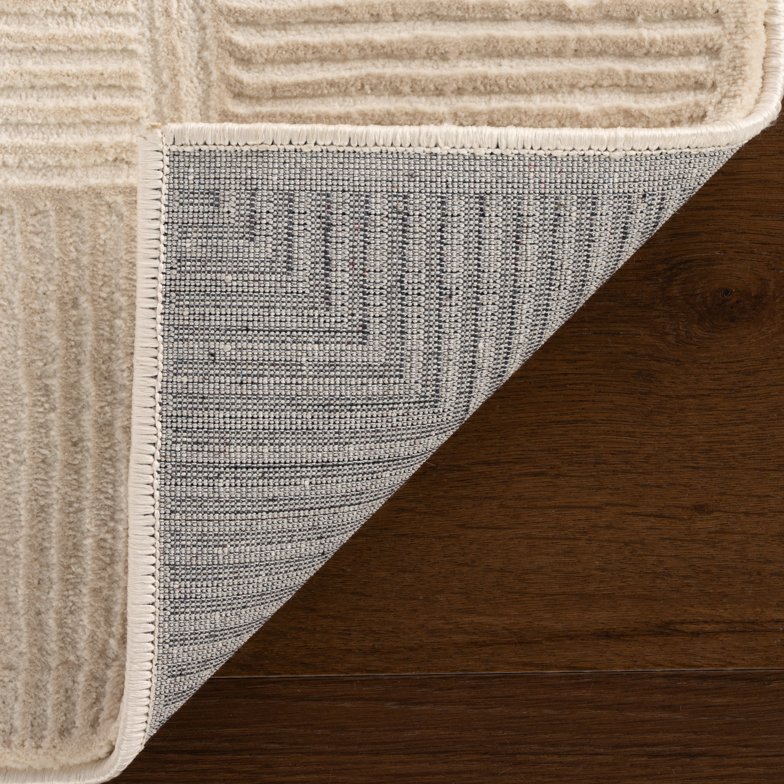 Tiera Bordered Plush Textured Washable Rug | Cream - Image 7
