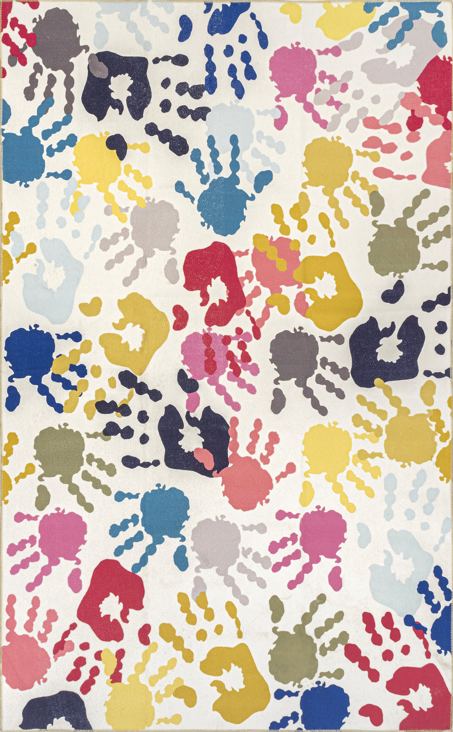 Tiffany Handprint Collage Kids Washable Rug | Multicolor
