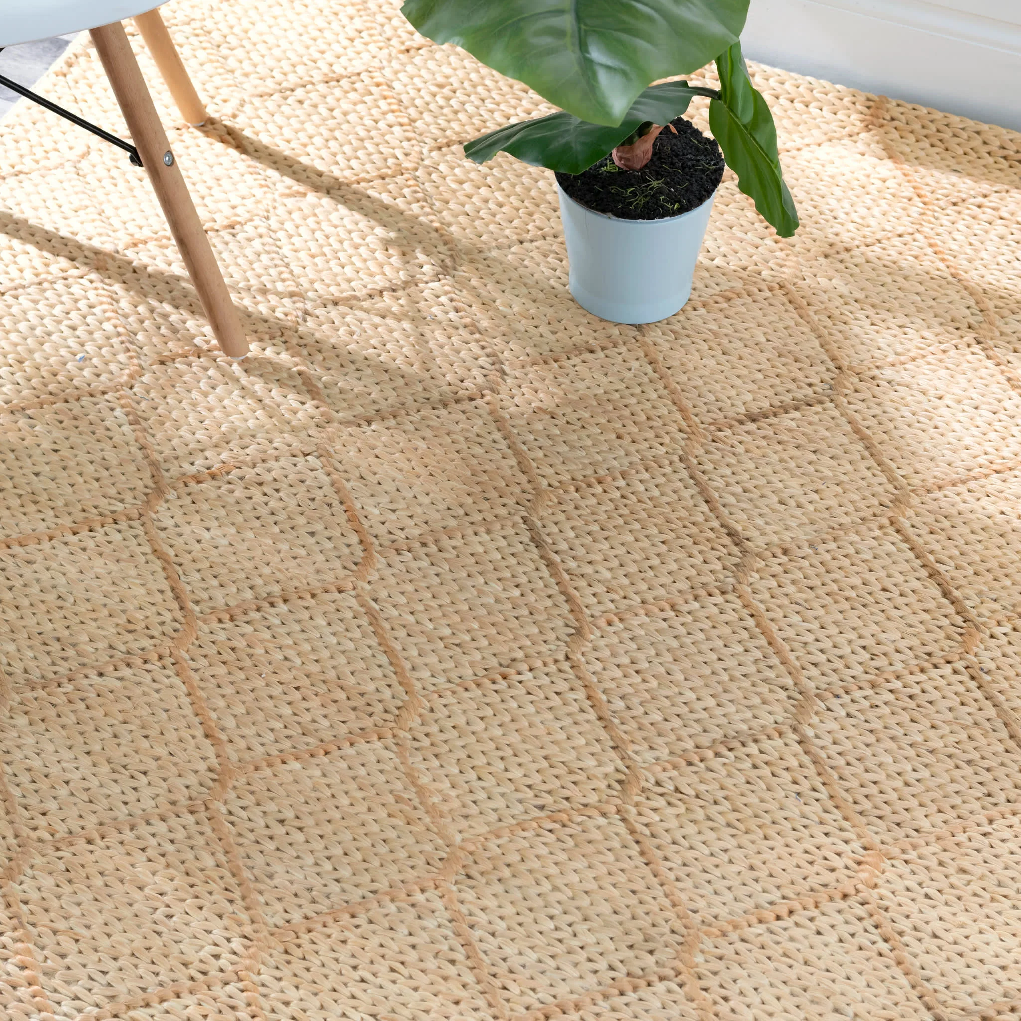 Tiles Handwoven Jute Rug | Natural - Image 3