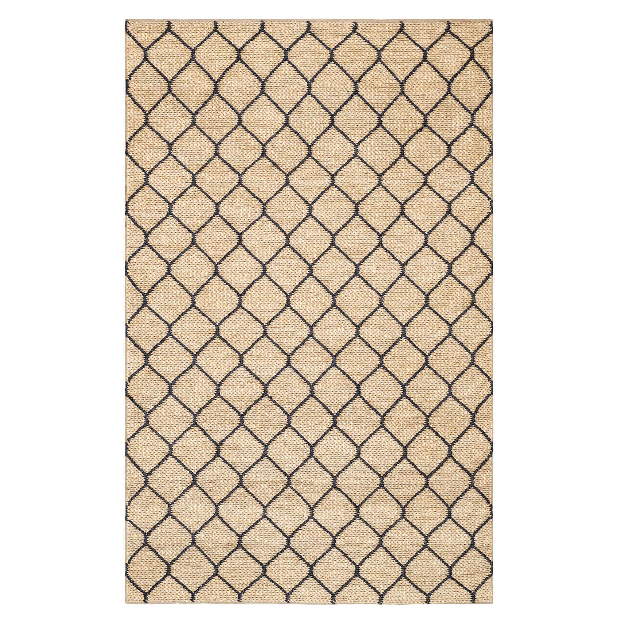 Tiles Handwoven Jute Rug | Navy