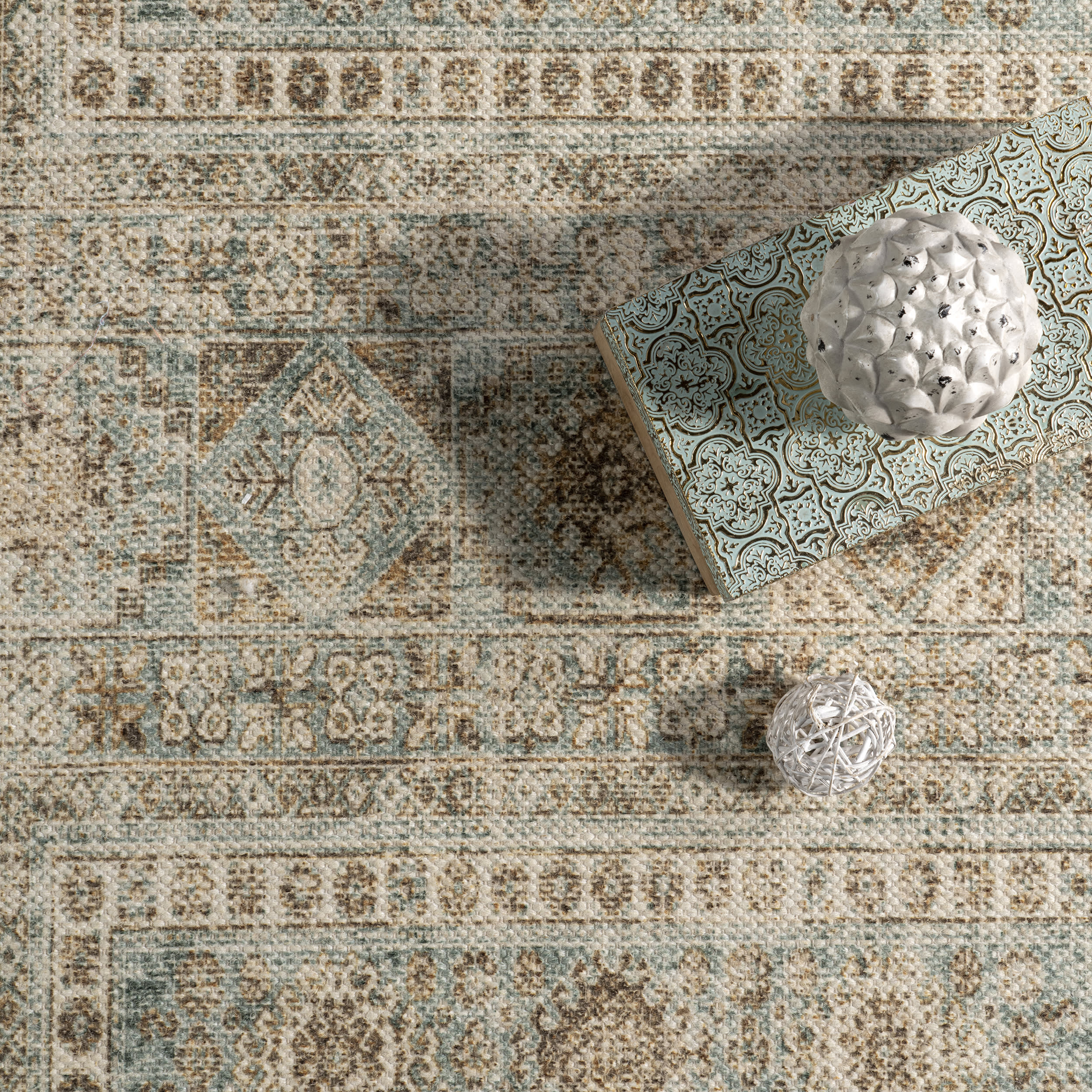 Tilicho Distressed Wool Rug | Light Green - Image 6