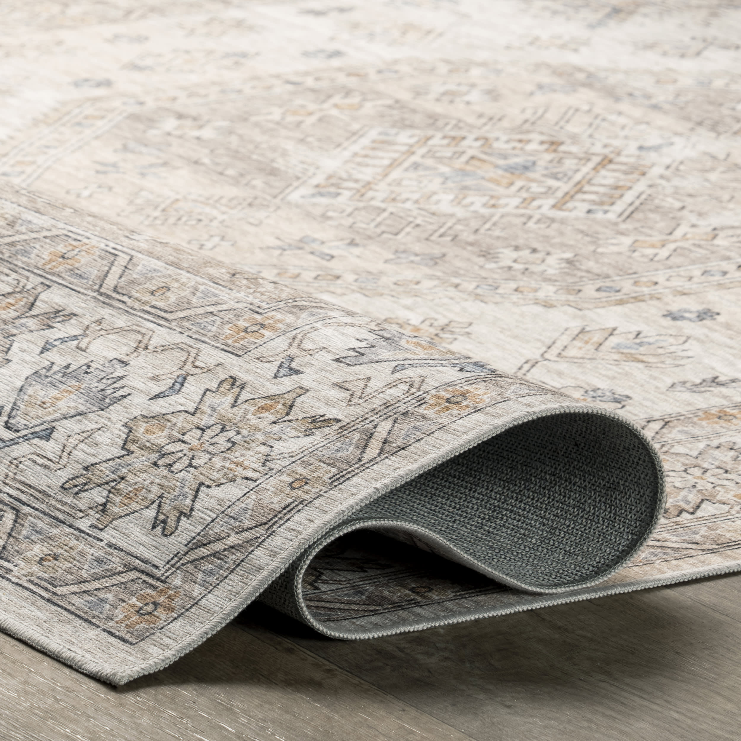 Timeless Charm Spill Proof Washable Rug | Beige - Image 9