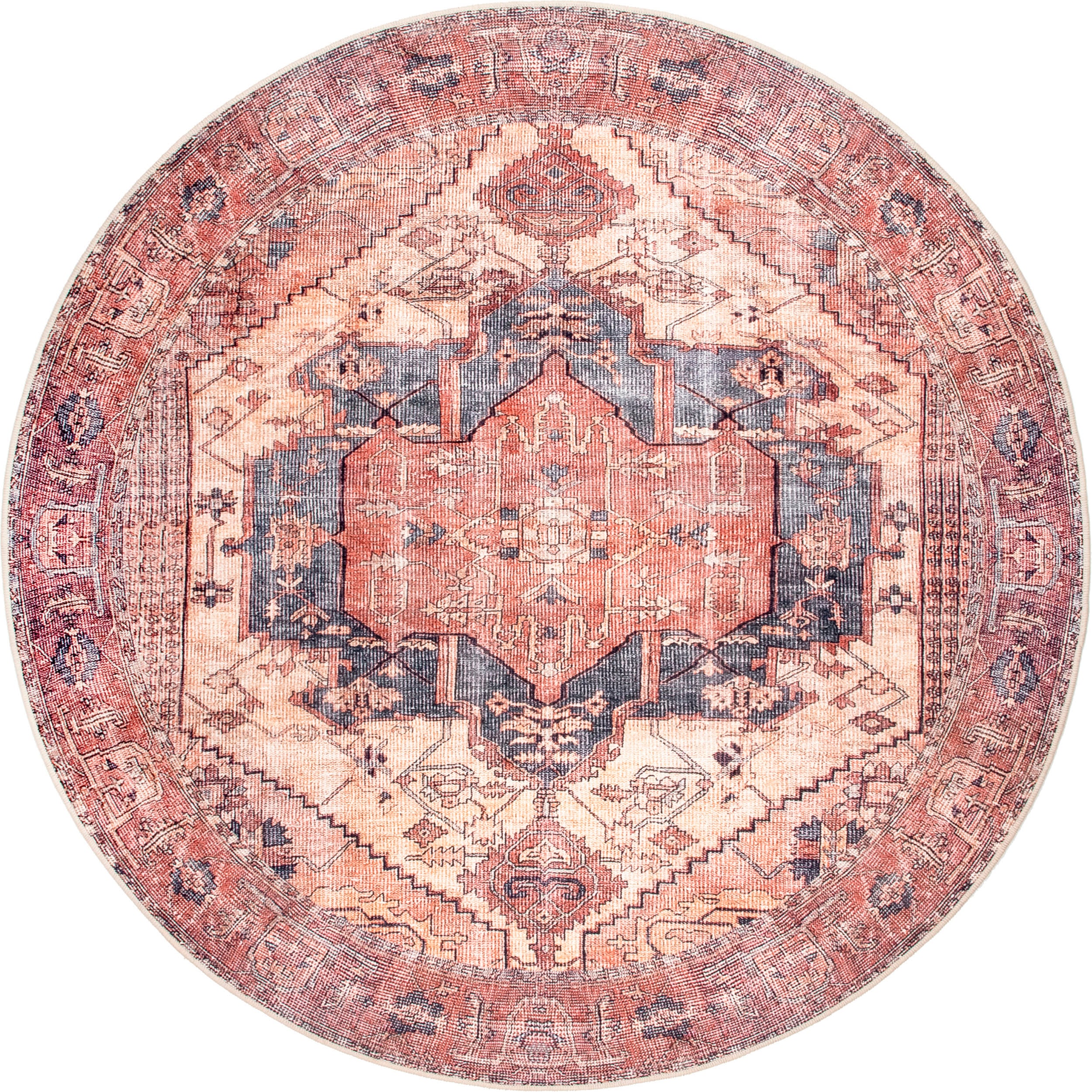 Timeworn Medallion Printed Rug | Pale Terracotta