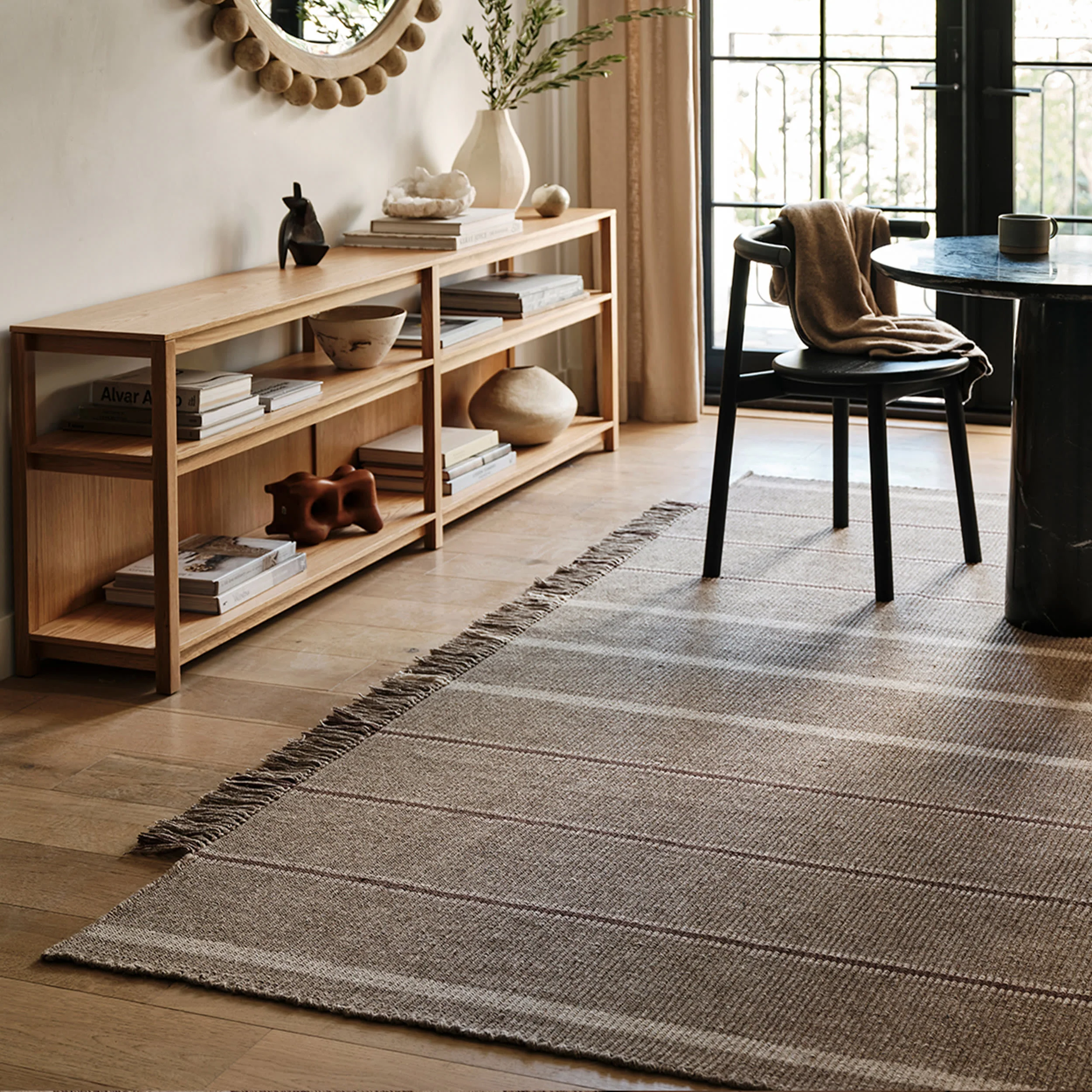 Toluca Striped Wool Rug | Taupe - Image 2