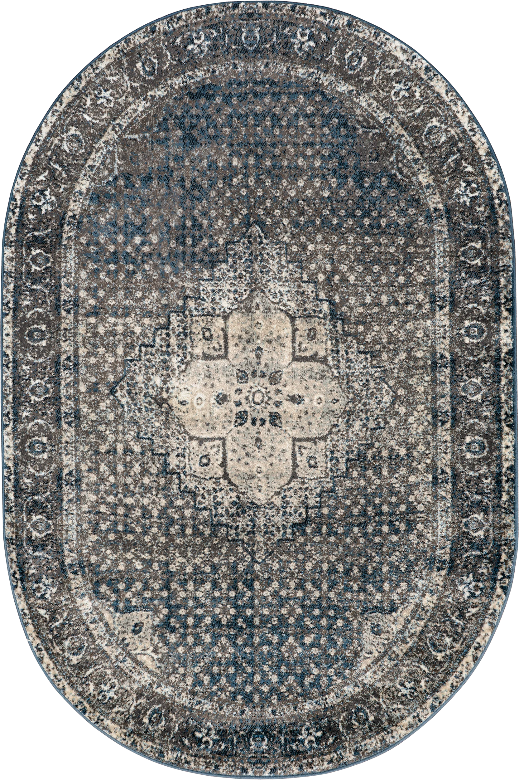 Tracce Vintage Castle Medallion Rug | Slate