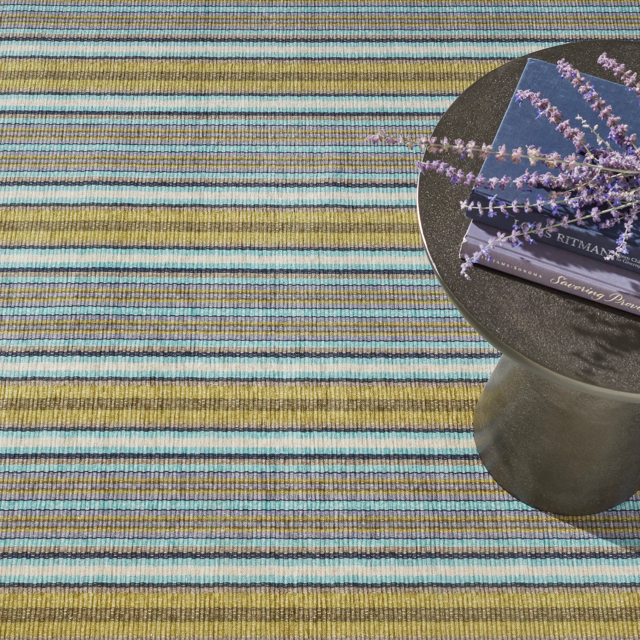 Treehouse Stripe Machine Washable Rug | Green - Image 3