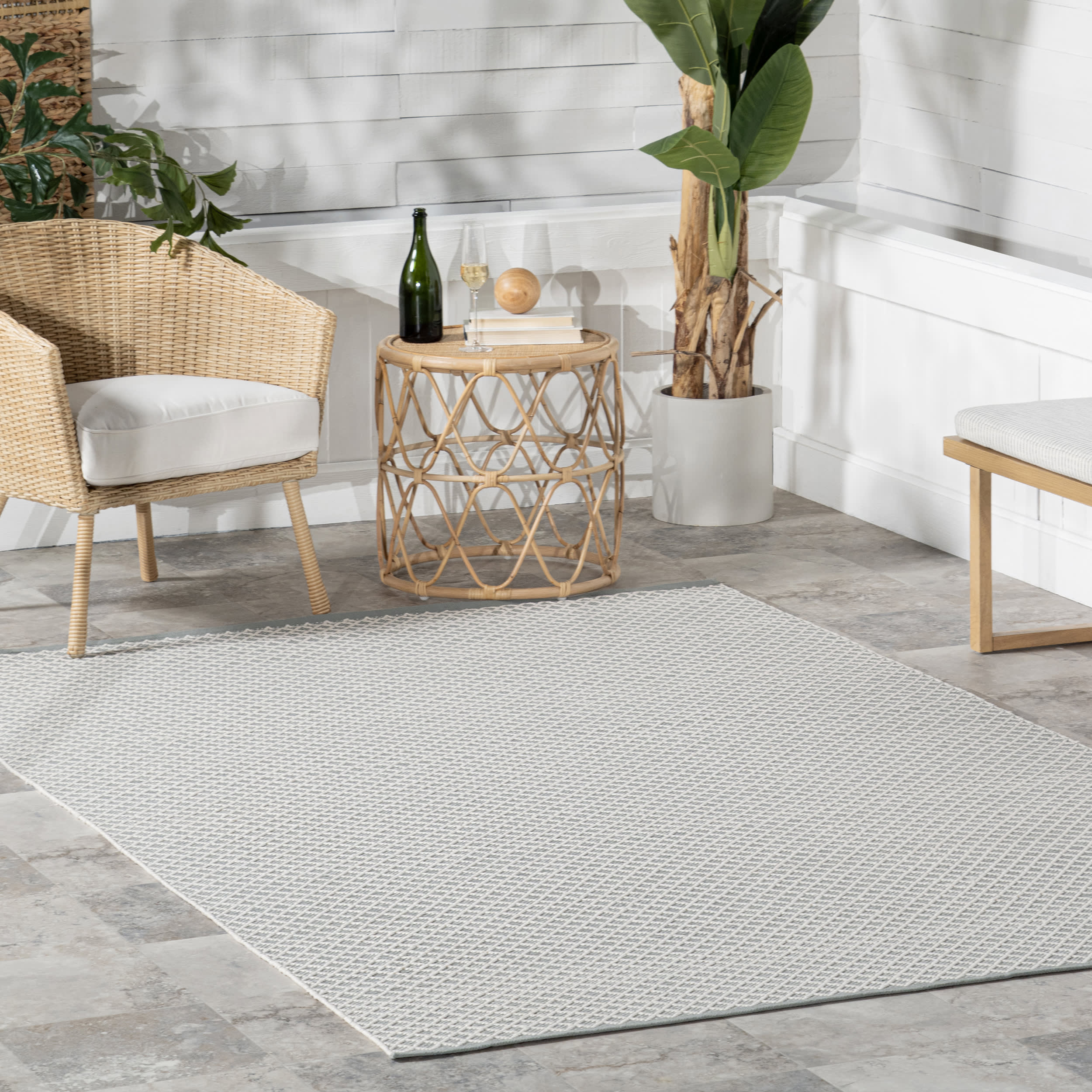 Trellis Handwoven Indoor/Outdoor Rug | Blue - Image 2