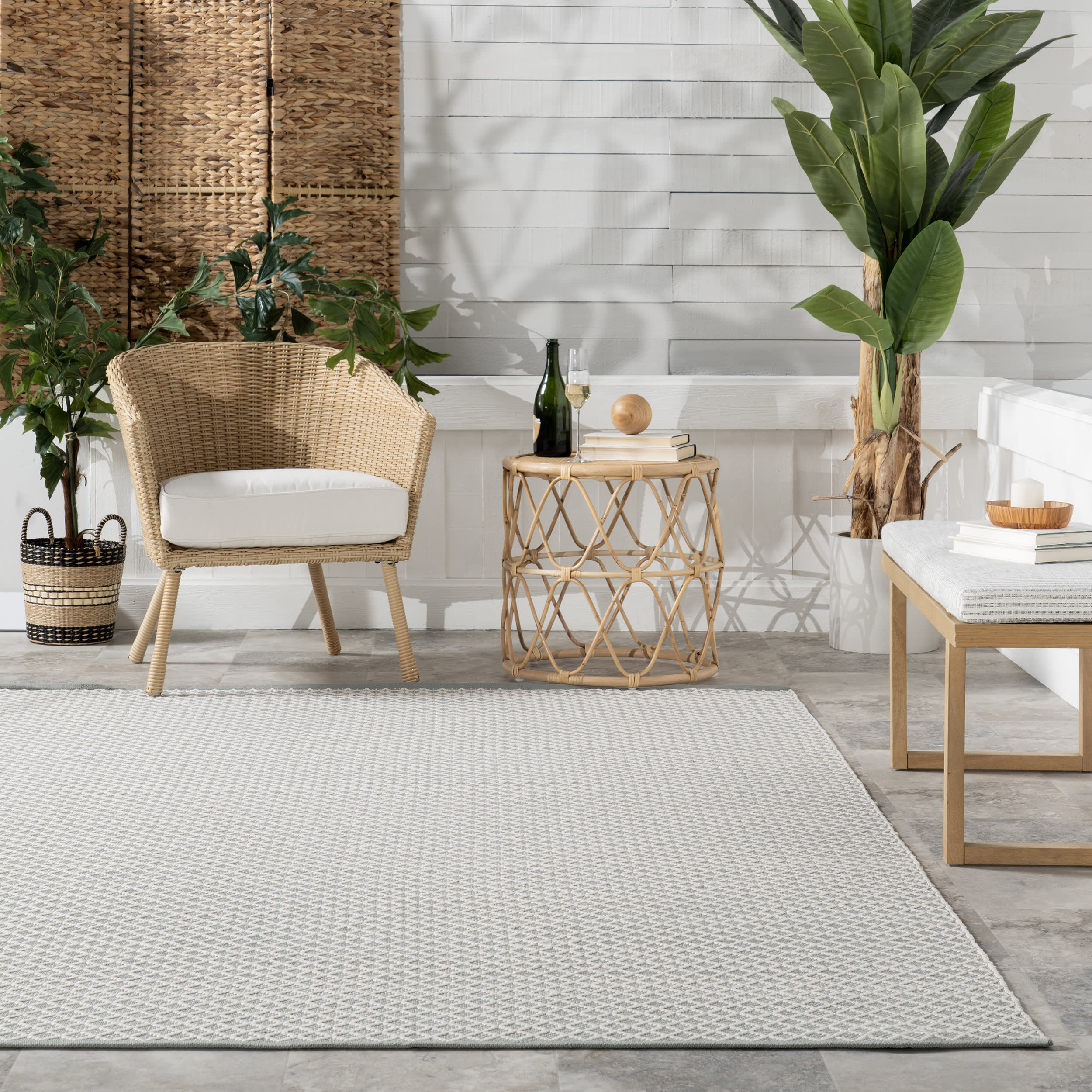 Trellis Handwoven Indoor/Outdoor Rug | Blue - Image 4