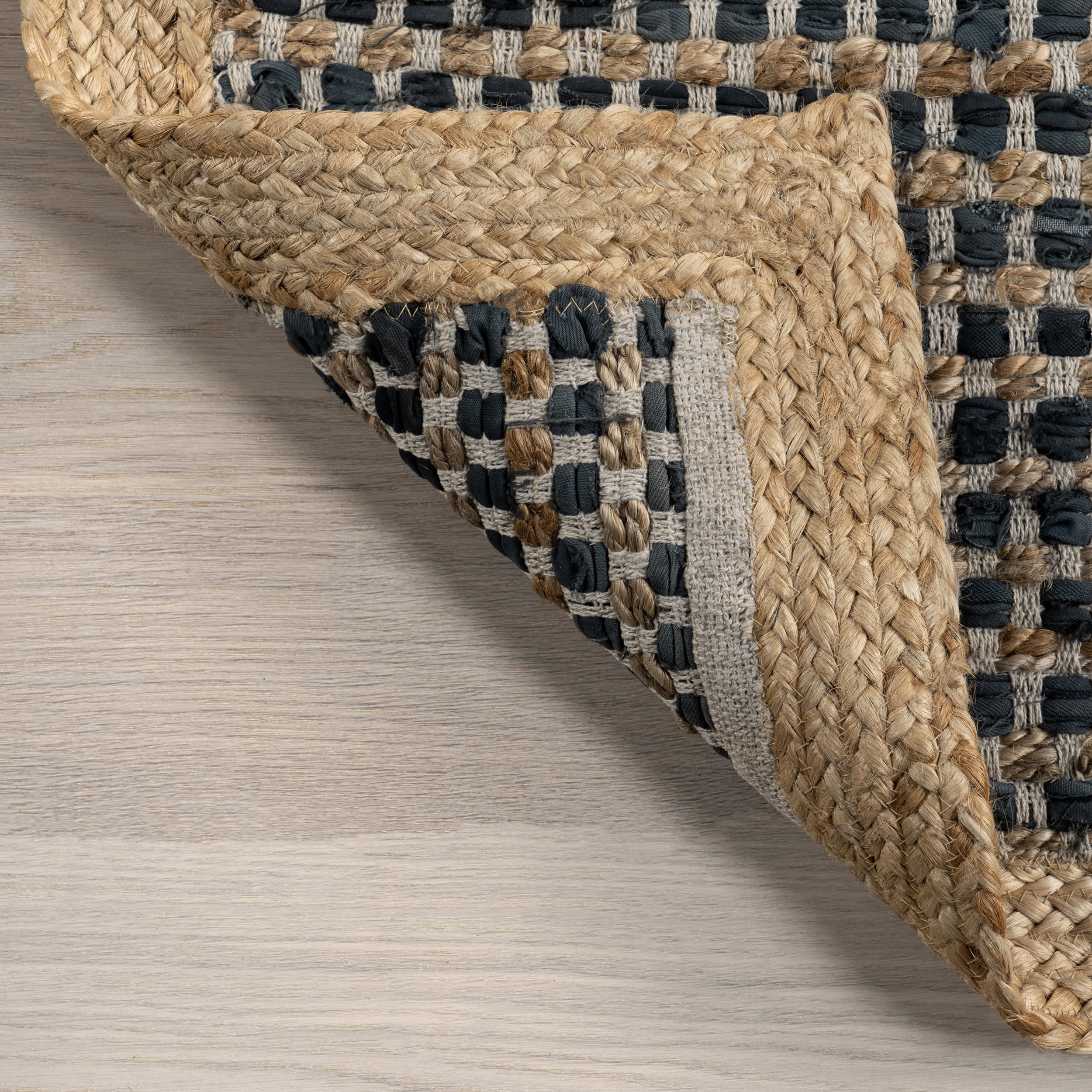 Tressa Jute and Leather Basketweave Rug | Dark Grey - Image 6