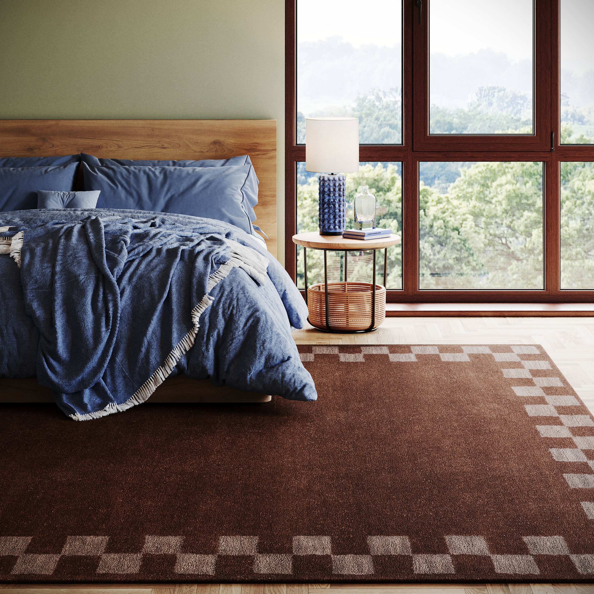 Treva Transitional Checkered Rug | Brown - Image 2