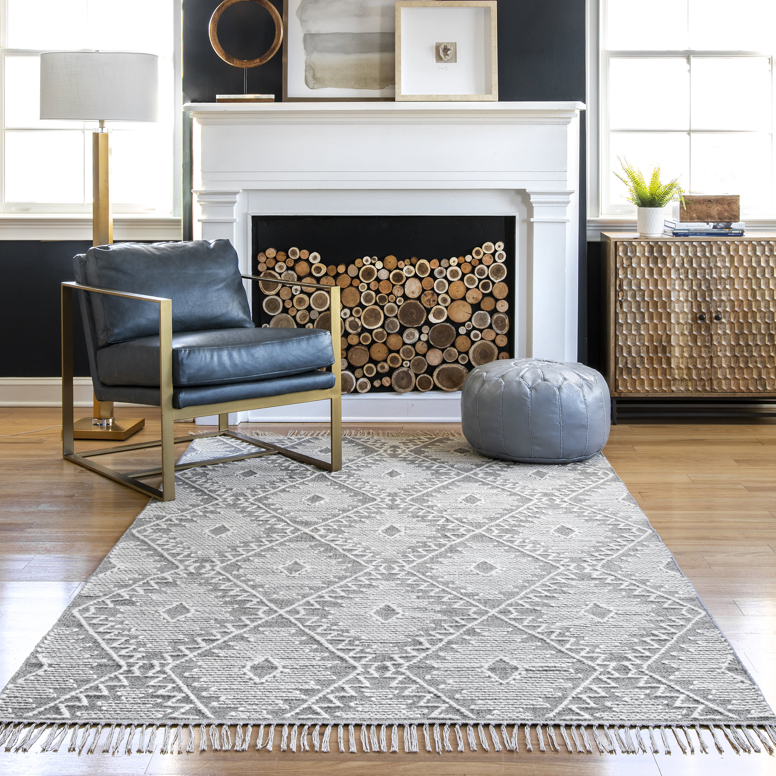 Tribal Eye Trellis Rug | Grey - Image 2