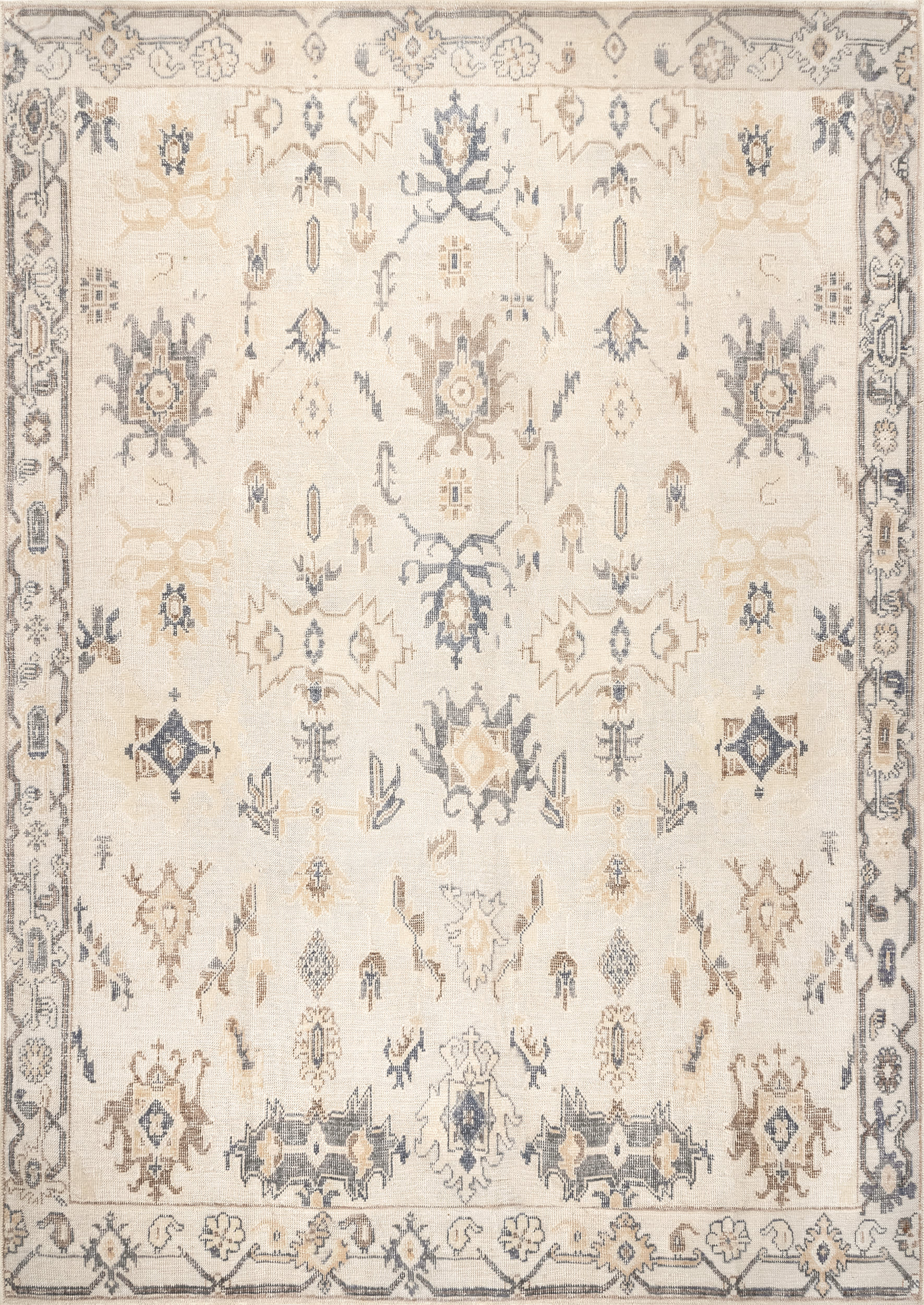 Tribal Mural Washable Rug | Beige