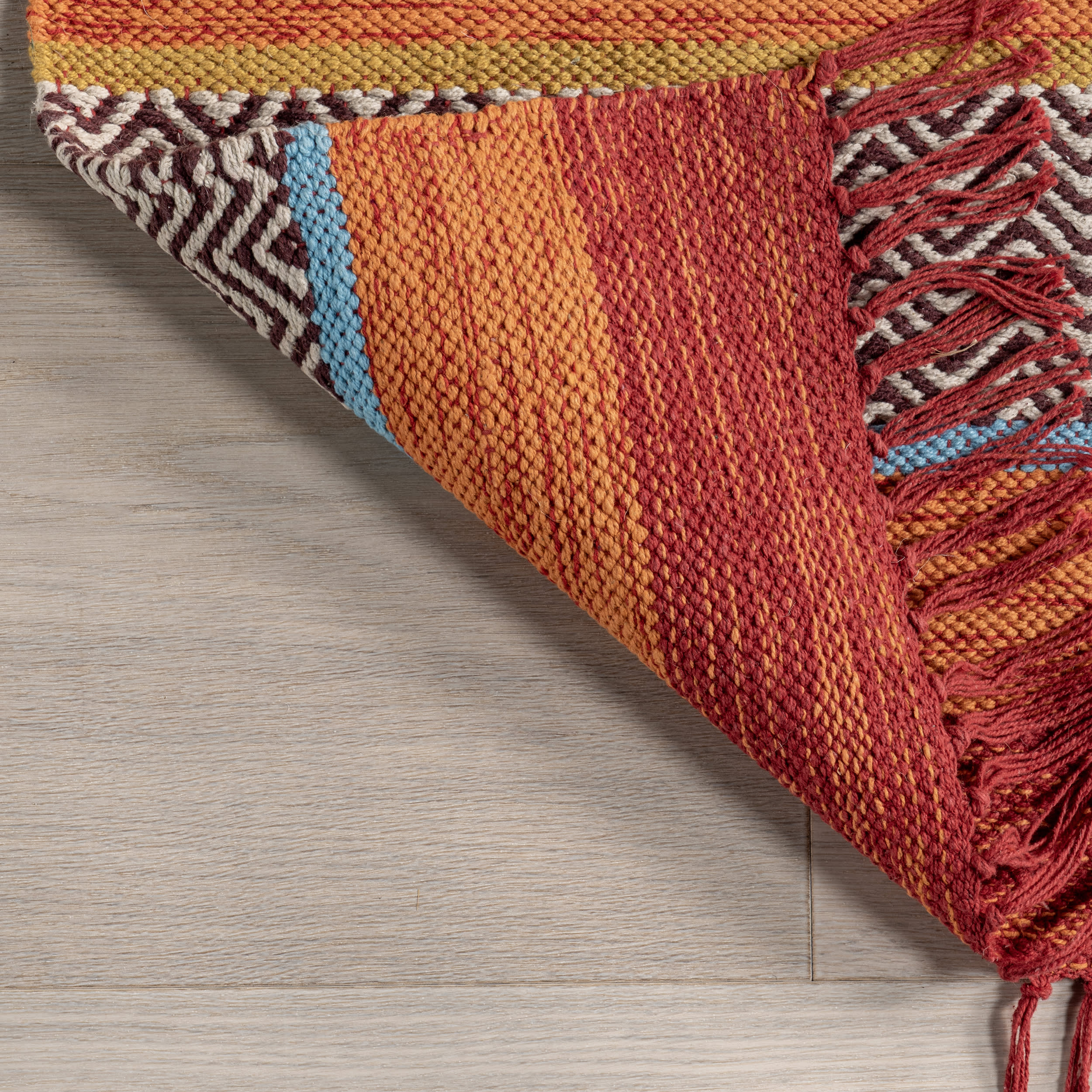 Tribal Stripes Fringe Tassel Rug | Orange - Image 6