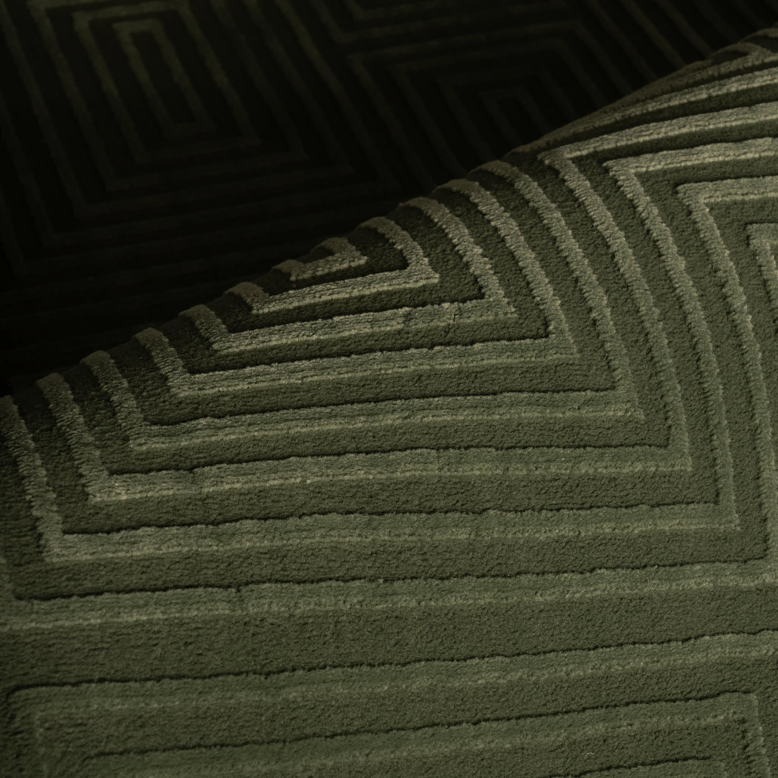 Triselle Geometric Plush Textured Washable Rug | Green - Image 3