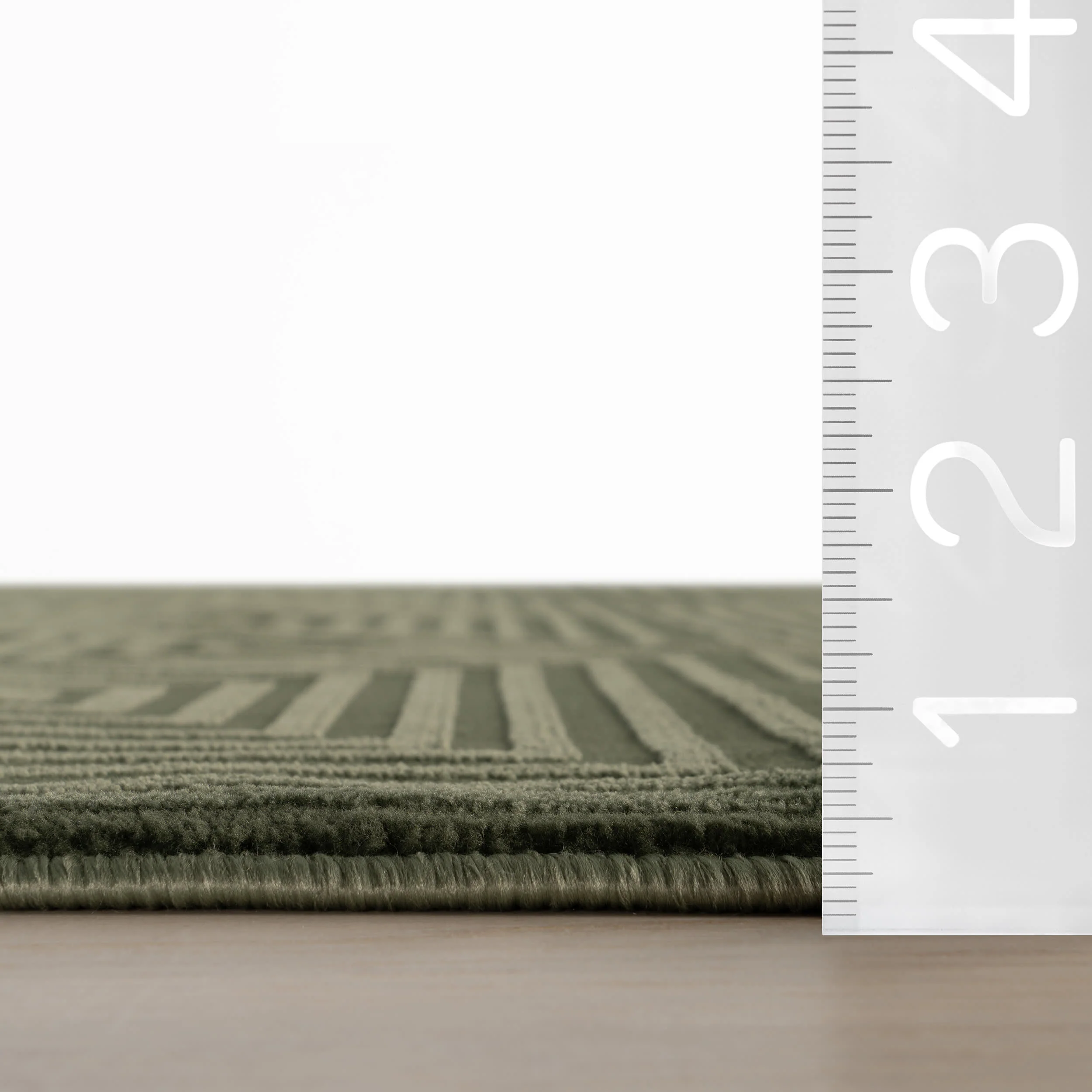 Triselle Geometric Plush Textured Washable Rug | Green - Image 6