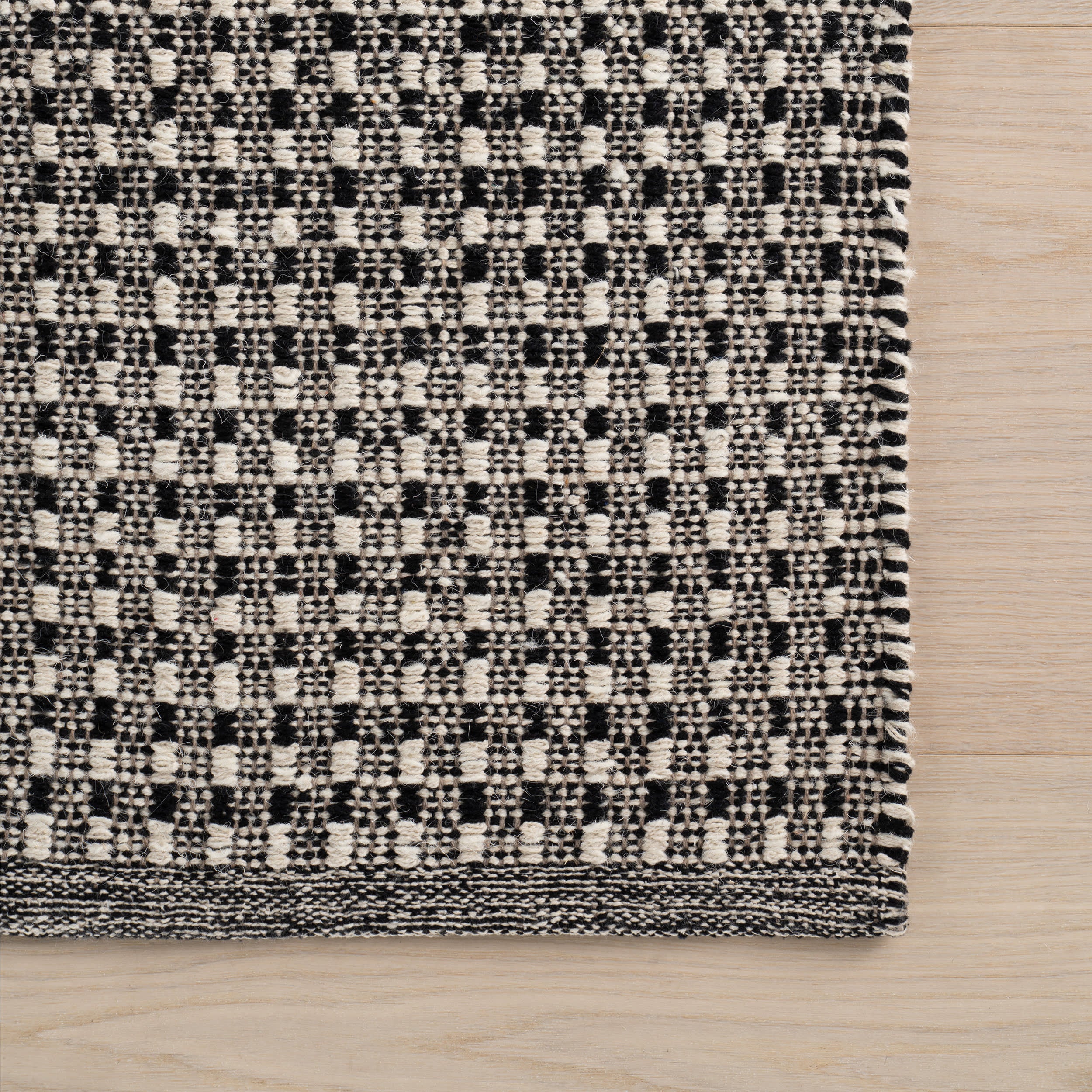 Tula Textured Stripe Handwoven Rug | Black - Image 4