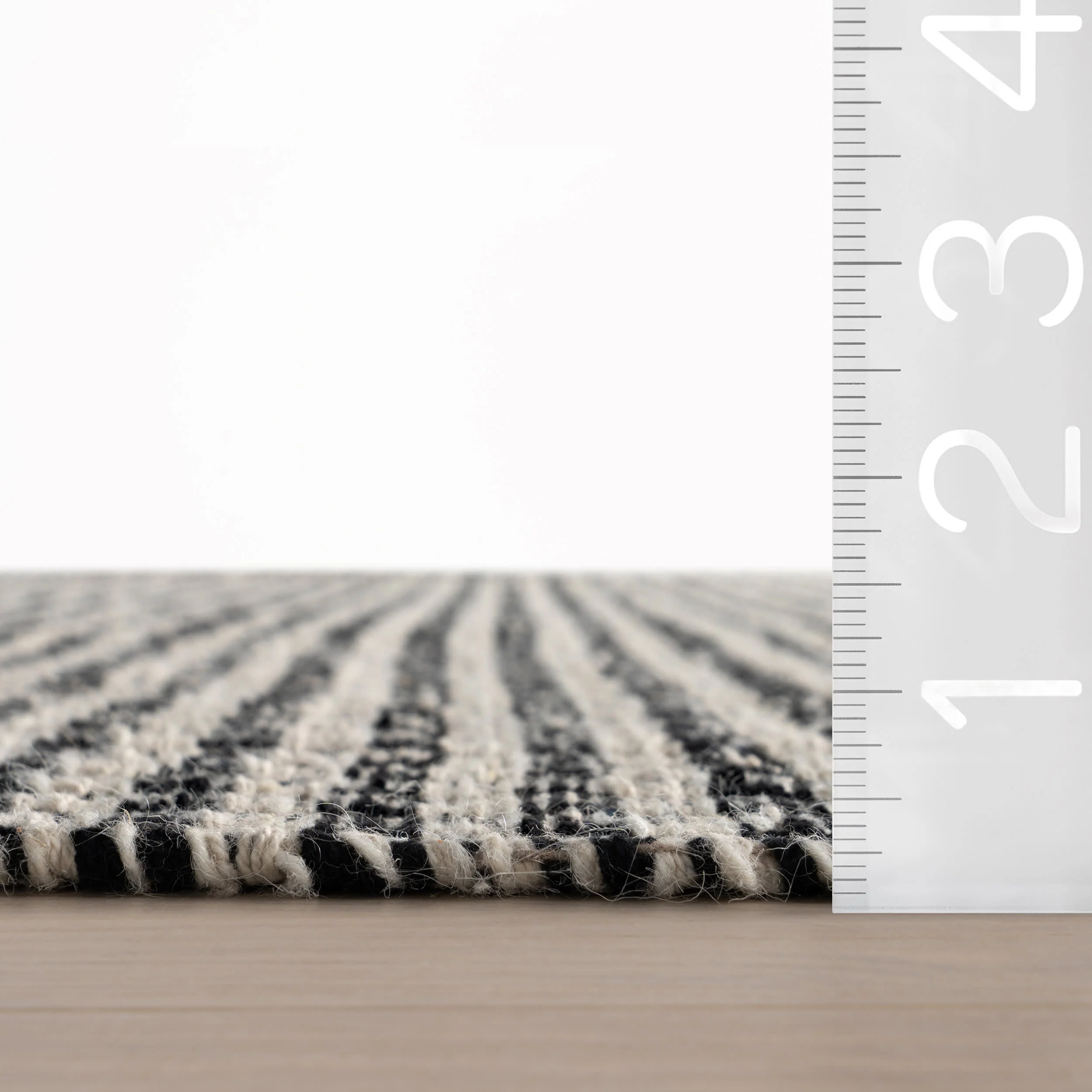 Tula Textured Stripe Handwoven Rug | Black - Image 5