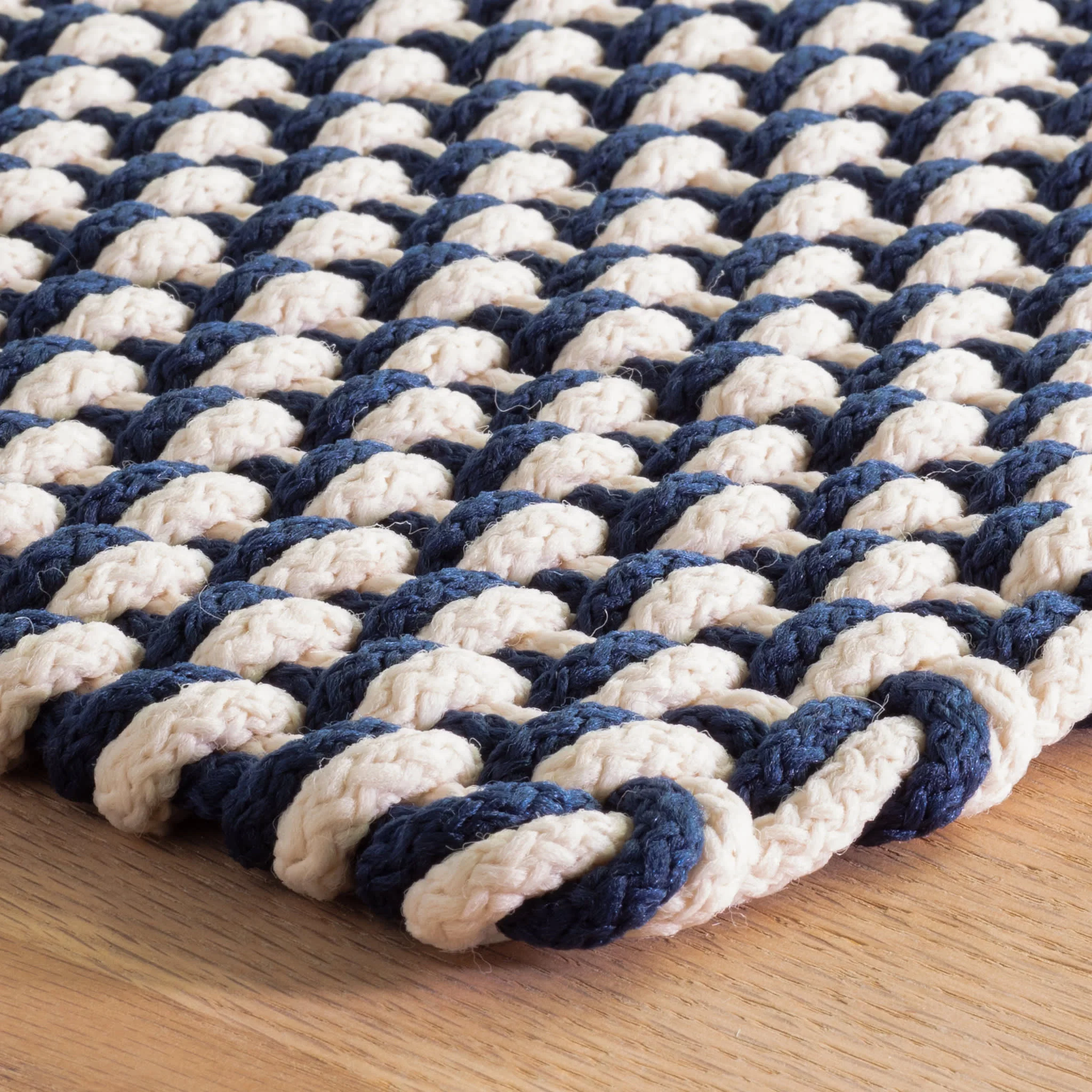 Two-Tone Rope Handwoven Indoor/Outdoor Rug | Navy/Ivory - Image 4