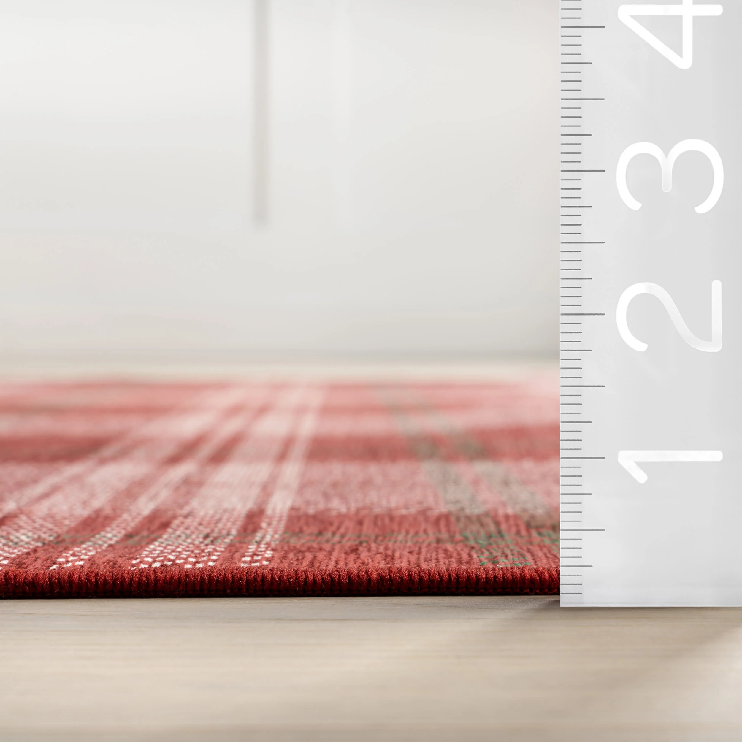 Tytiana Plaid Spill Proof Washable Rug | Red - Image 6