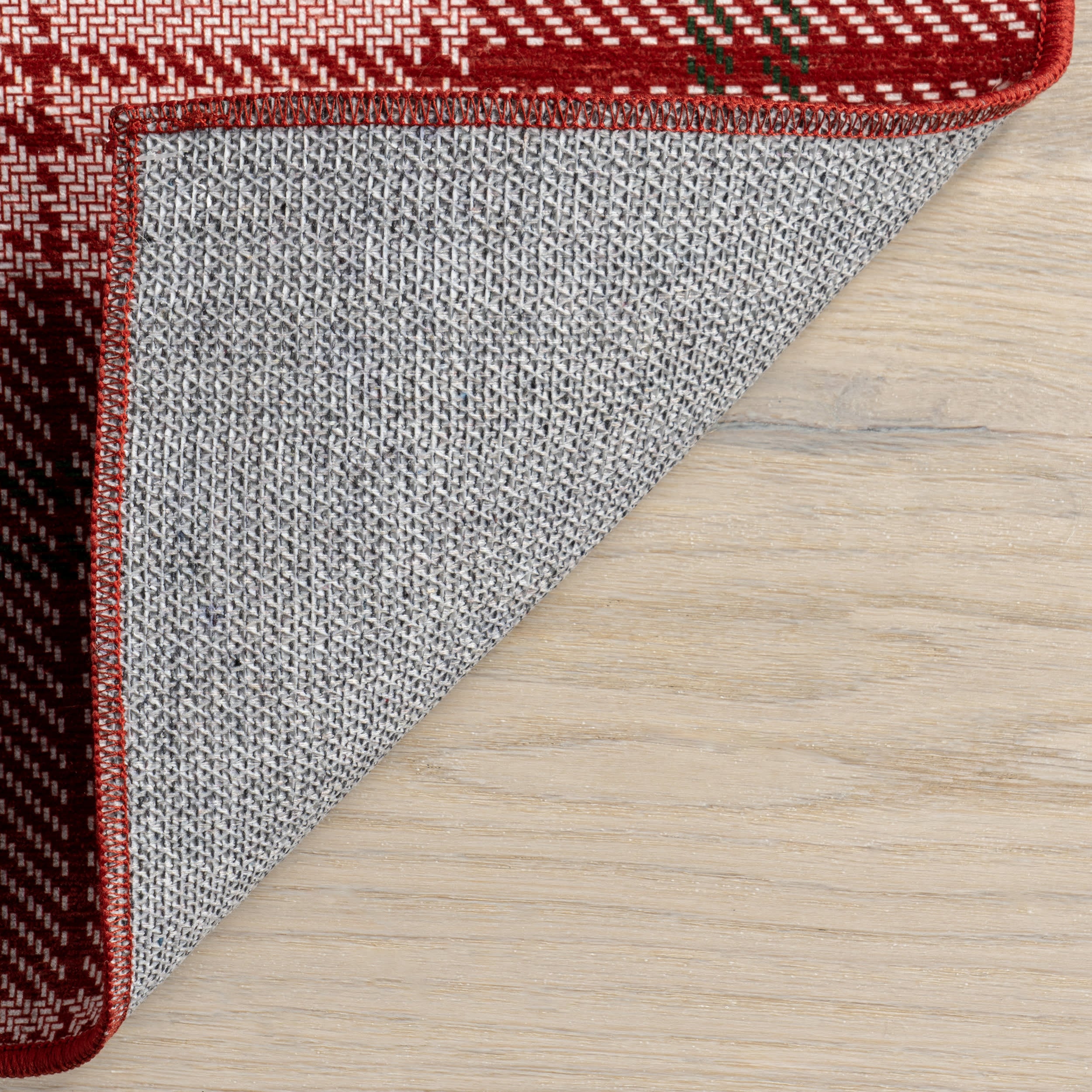 Tytiana Plaid Spill Proof Washable Rug | Red - Image 7