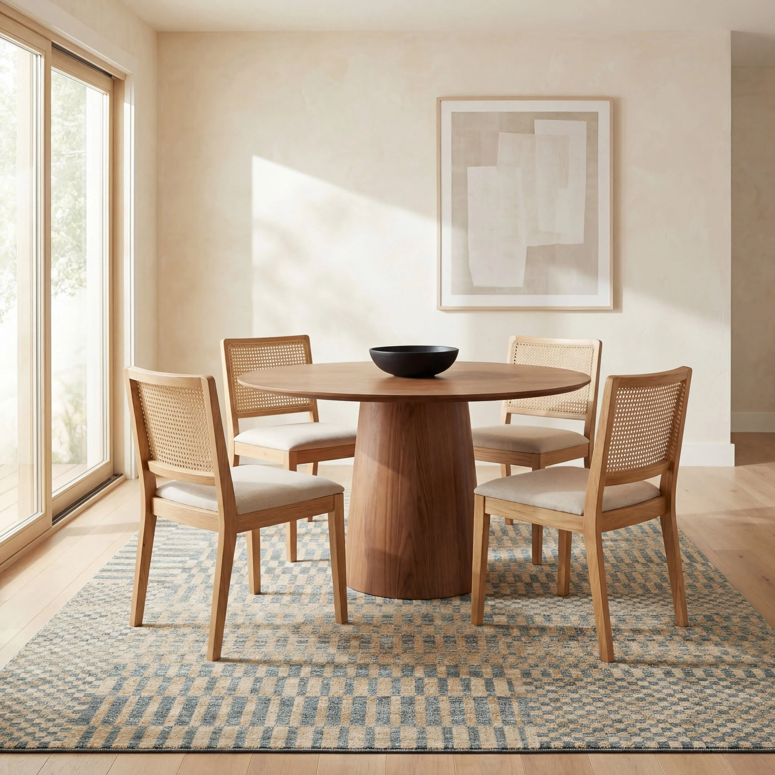 Umbergrid Checkered Rug | Stone - Image 7