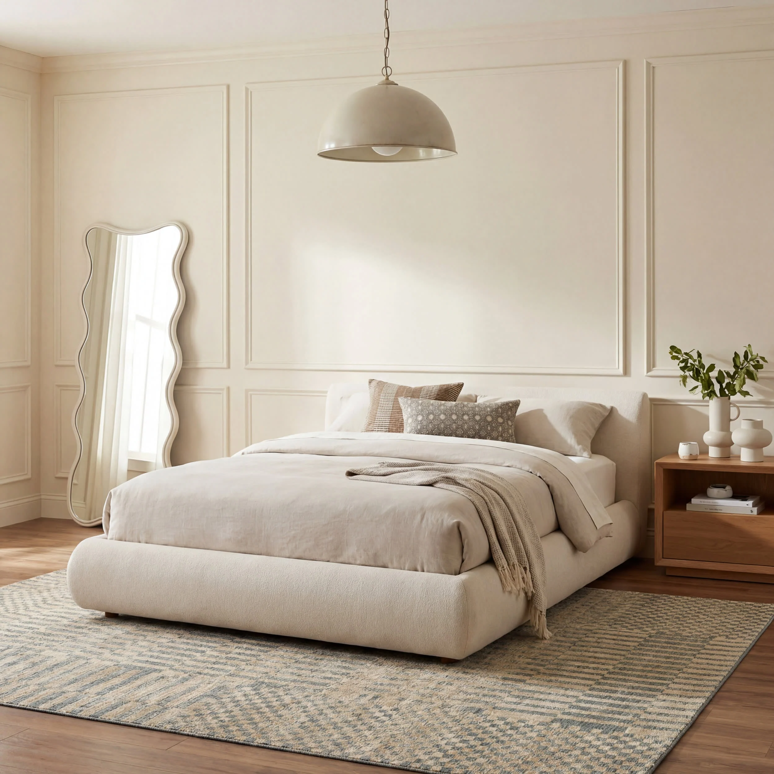 Umbergrid Checkered Rug | Stone - Image 9
