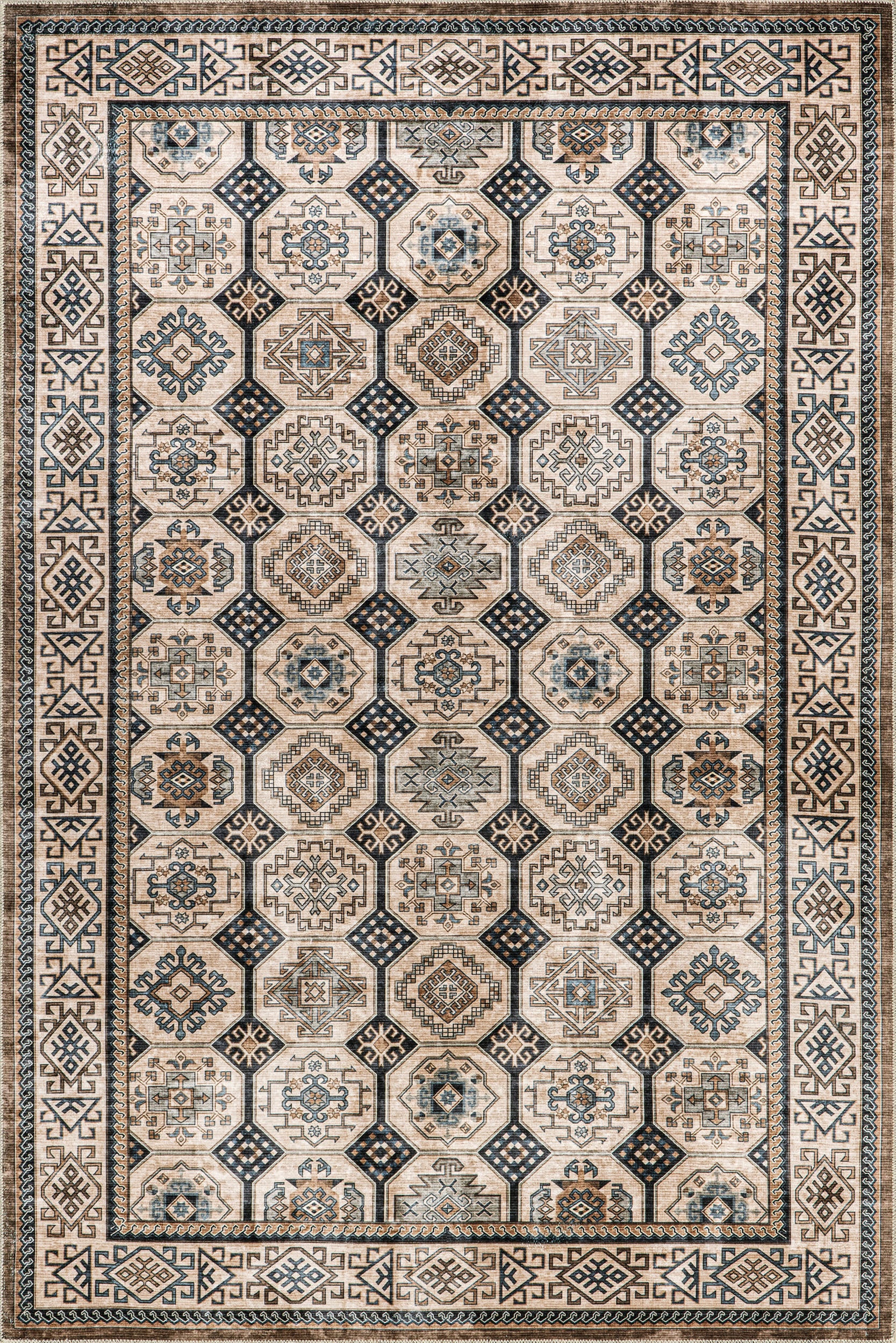 Valerian Tile Washable Rug | Light Beige
