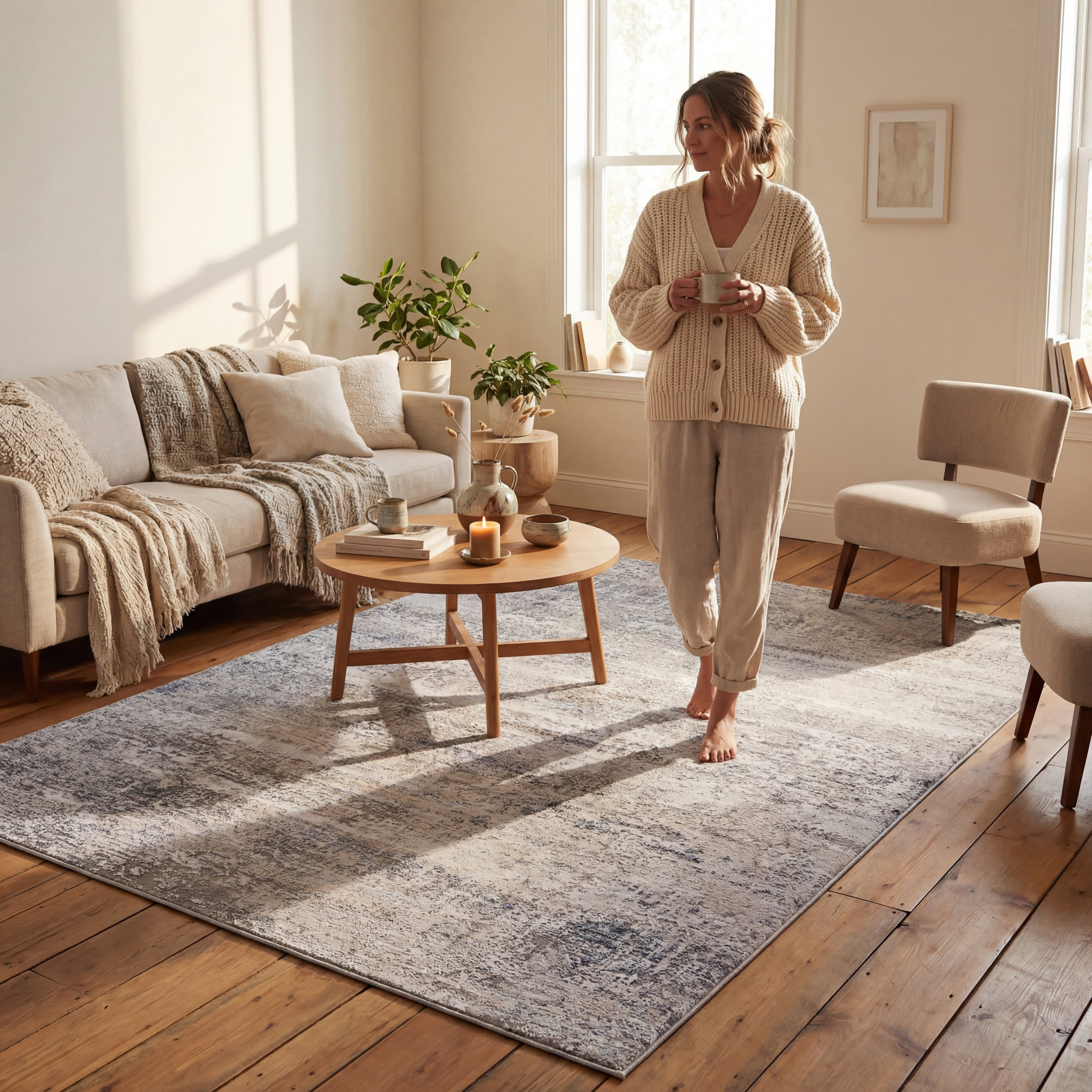 Glacier Abstract Washable Rug | Grey - Image 9