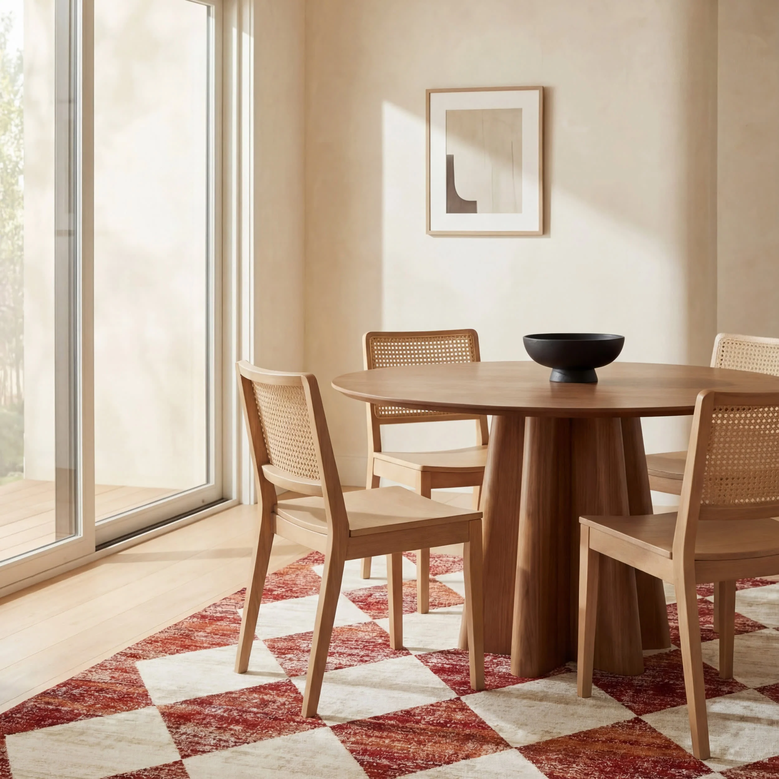 Vanni Checkered Fringed Rug | Red - Image 7