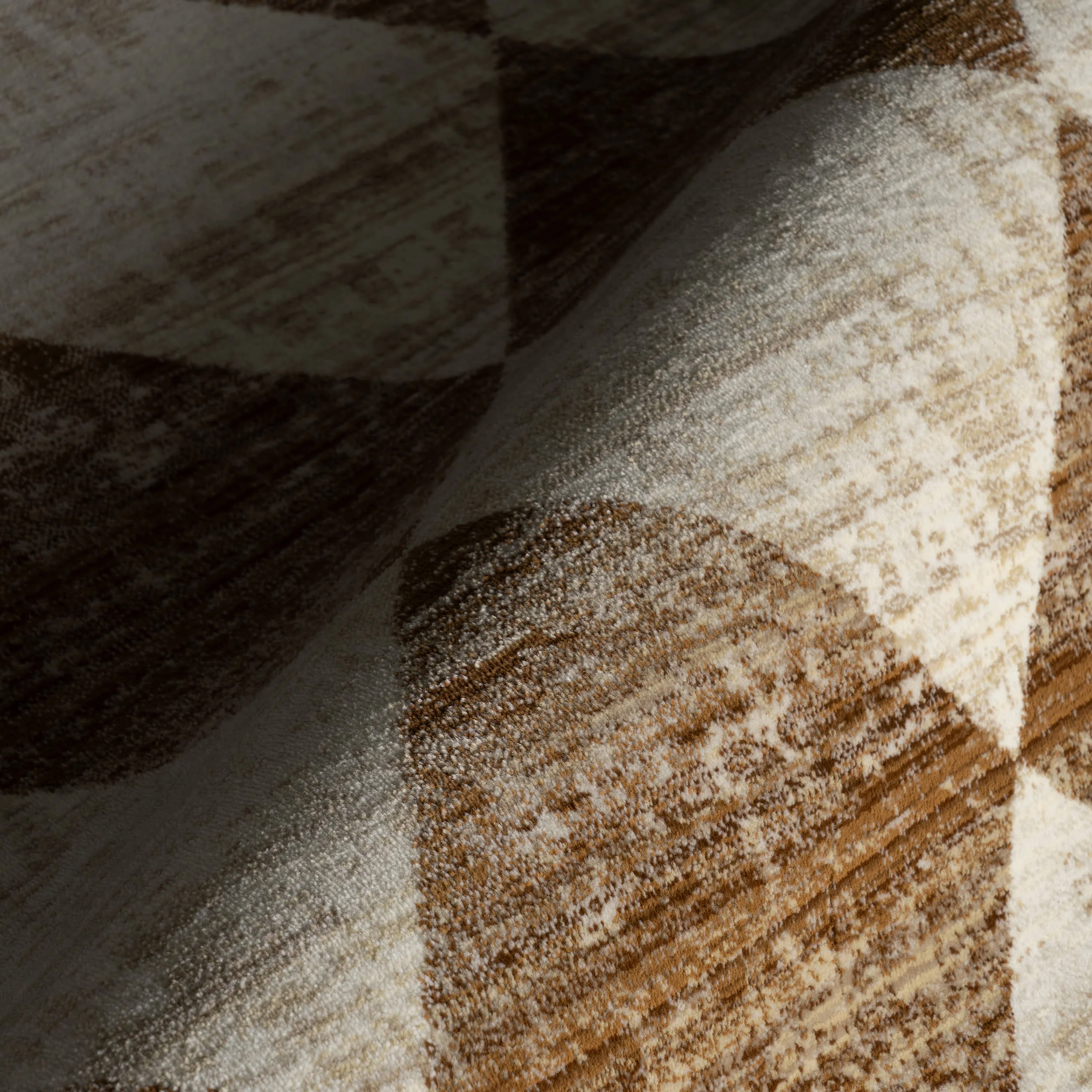 Vanni Checkered Fringed Rug | Tan - Image 3