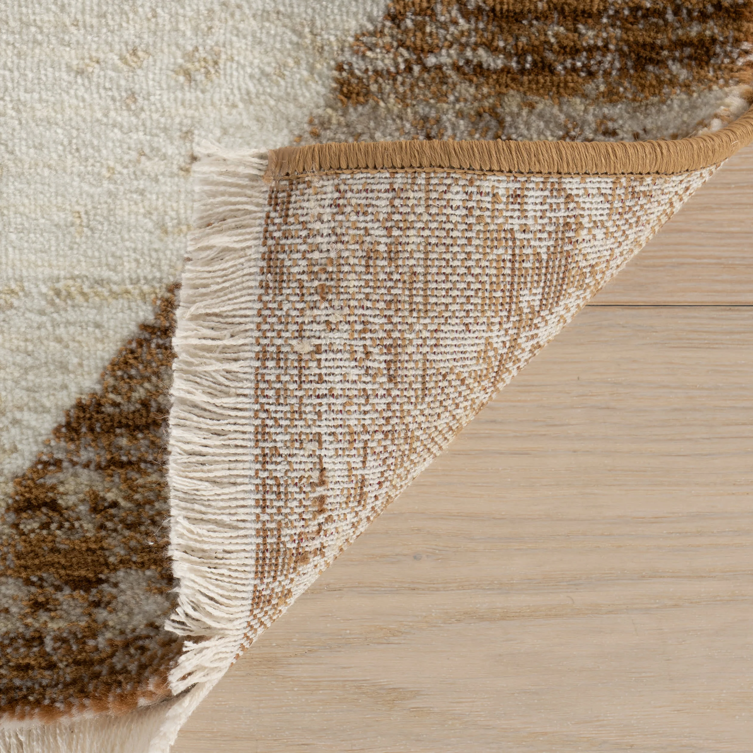 Vanni Checkered Fringed Rug | Tan - Image 8