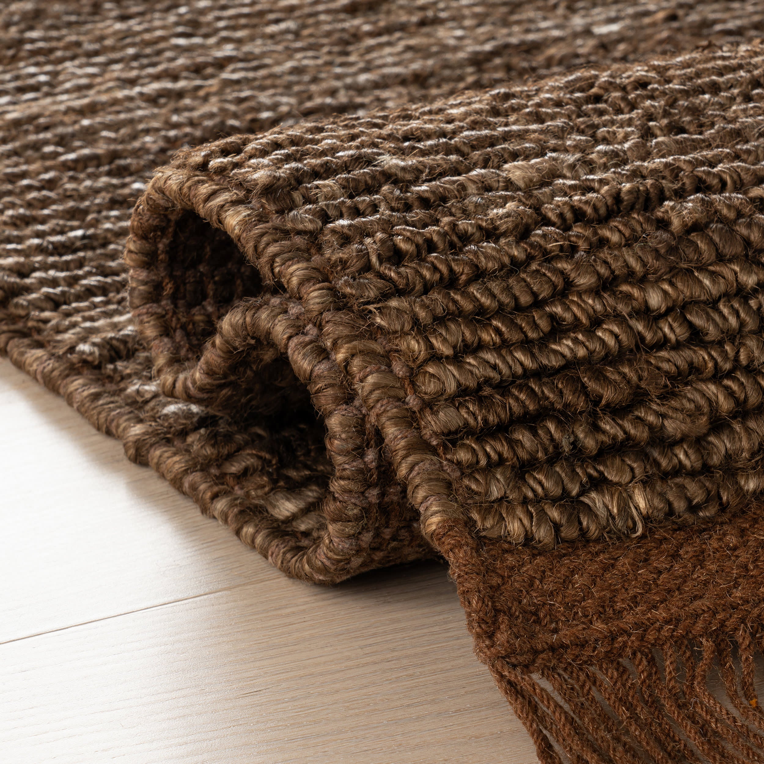 Varnu Textured Handmade Jute Rug | Brown - Image 3