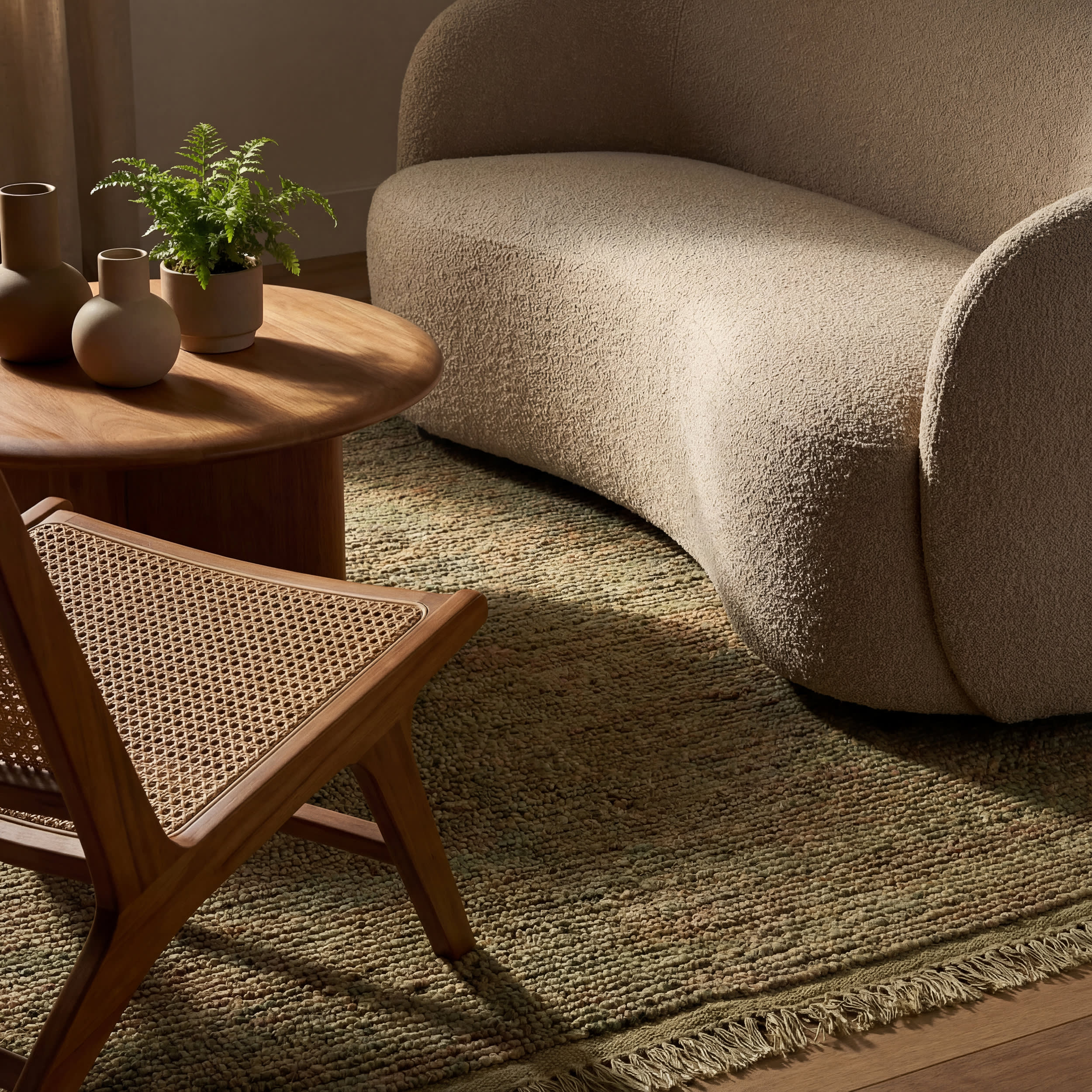 Varnu Textured Handmade Jute Rug | Green - Image 5