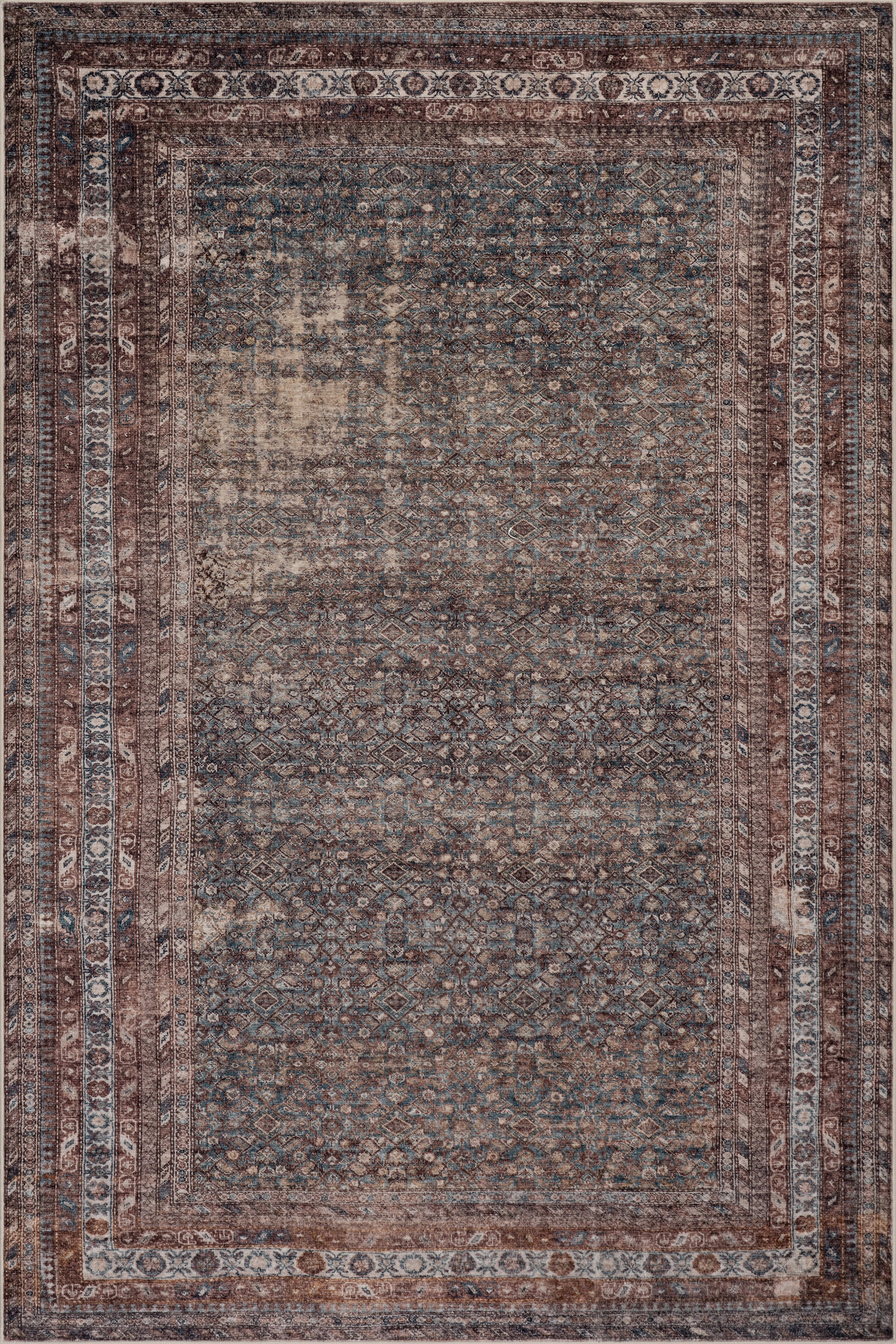 Vasali Bordered Traditional Washable Rug | Red