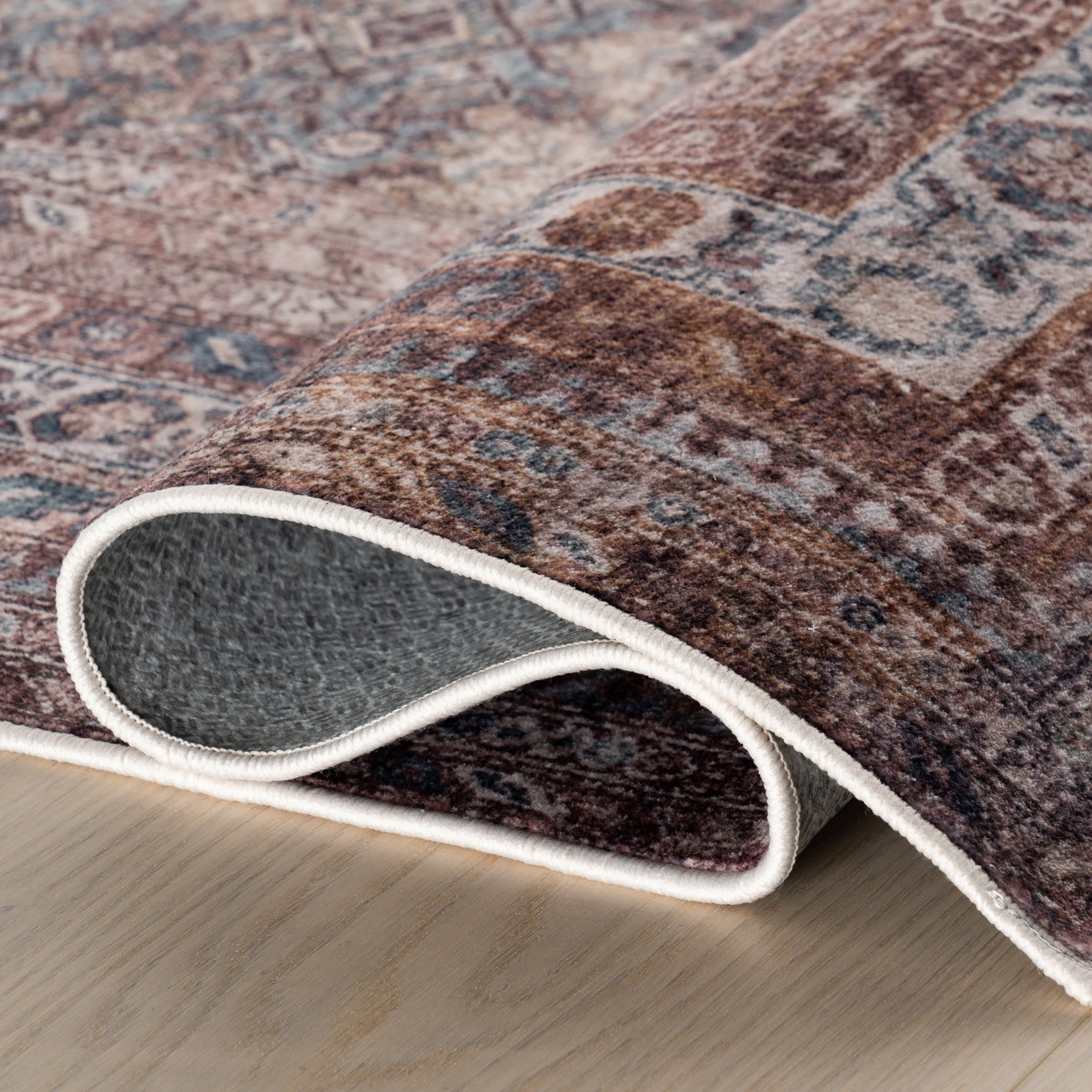Vasali Bordered Traditional Washable Rug | Red - Image 7