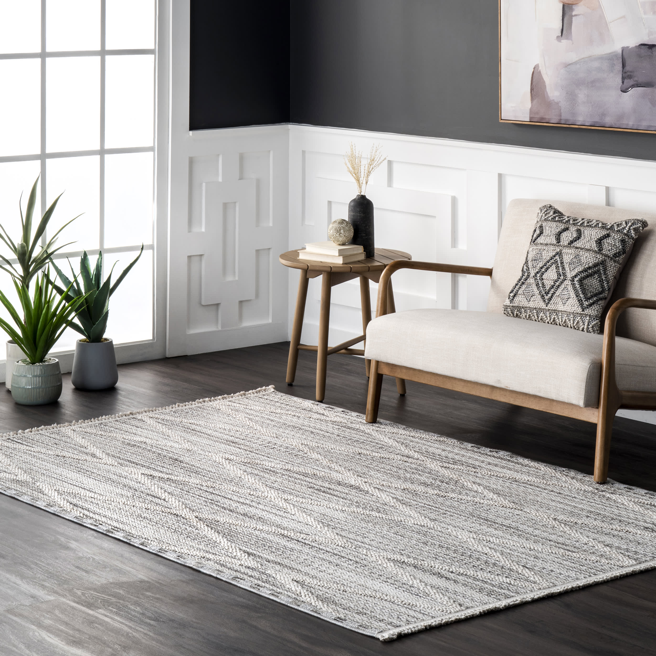 Vega Hazy Lattice Rug | Grey - Image 2