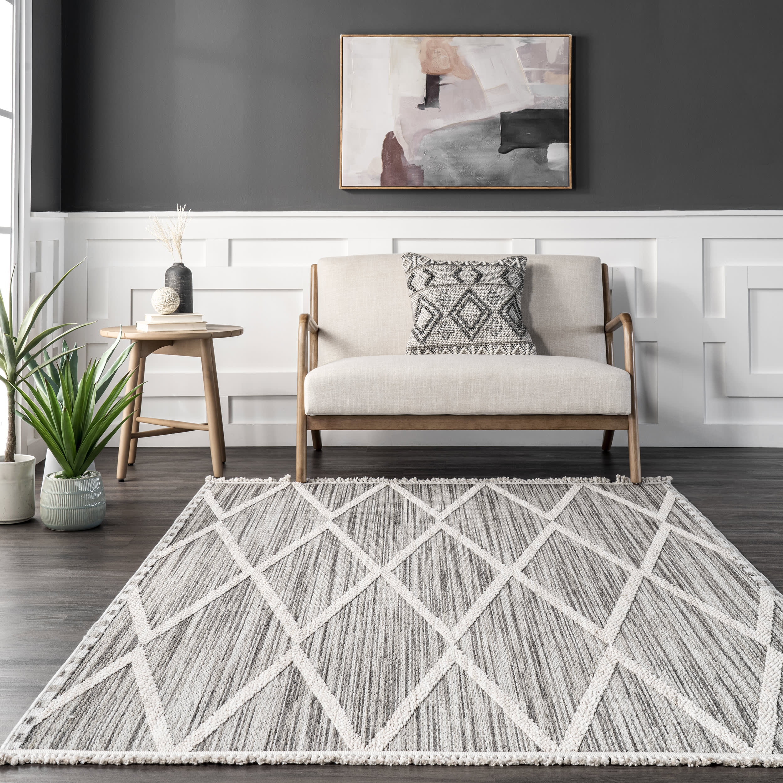 Vega Hazy Lattice Rug | Grey - Image 4