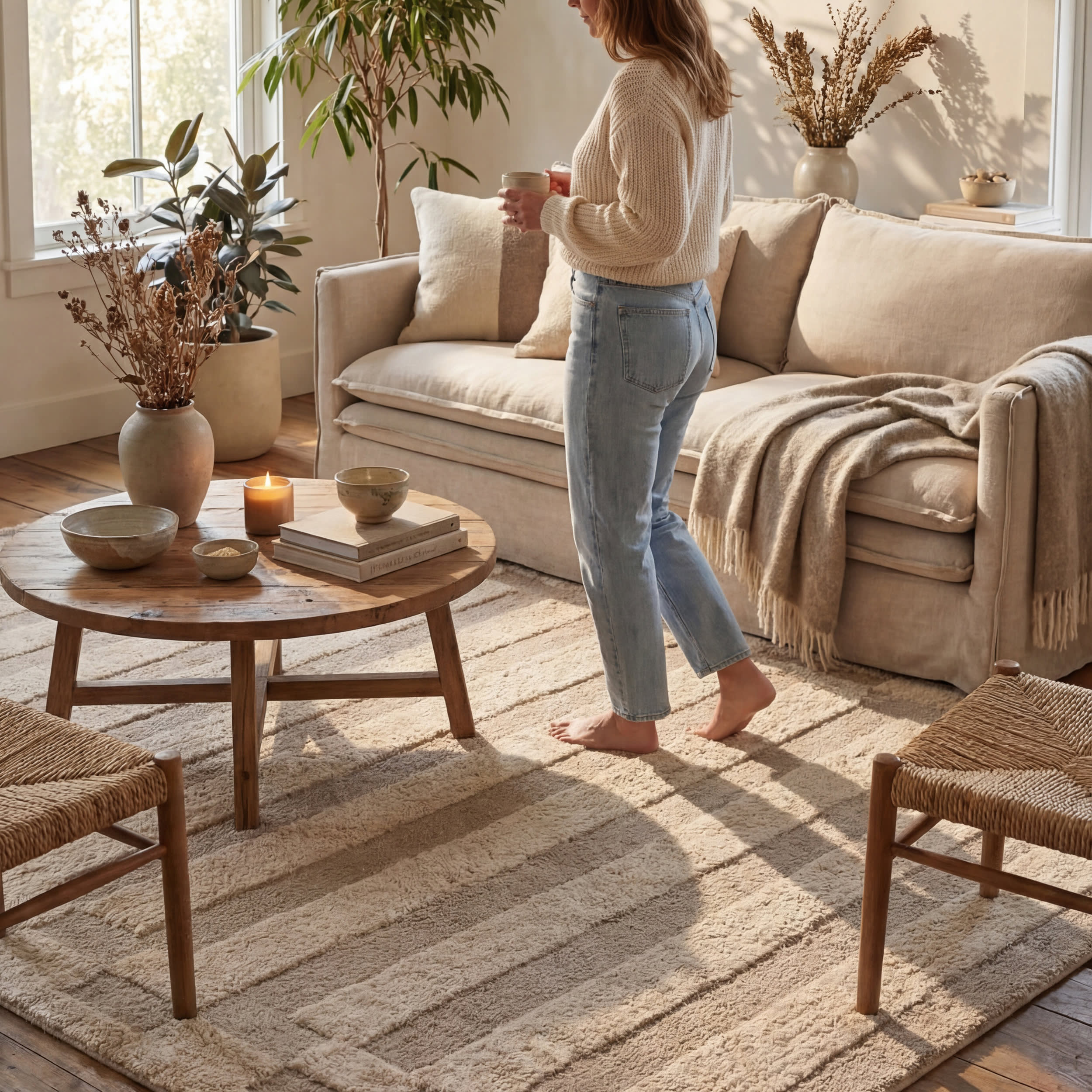 Velaina Handmade Washable Wool Rug | Ivory - Image 5