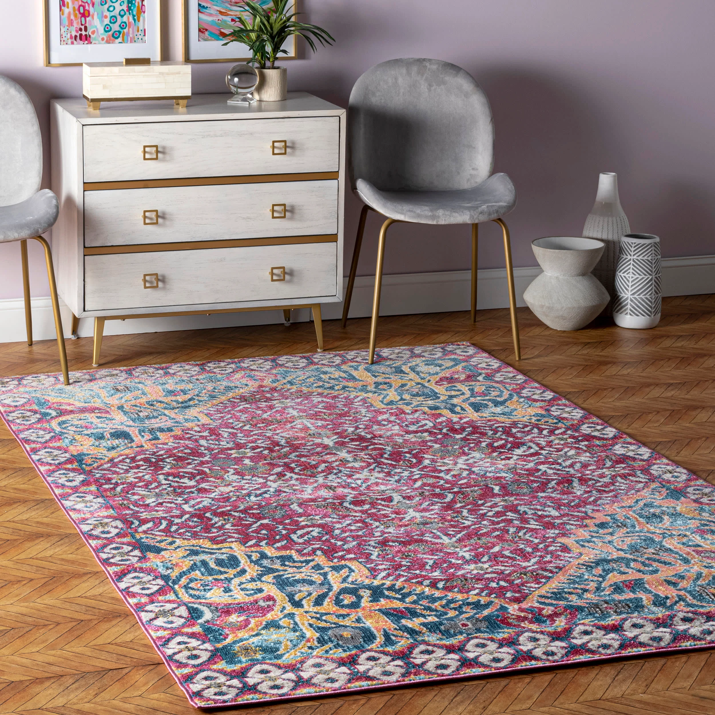 Vena Medallion Rug | Red - Image 2