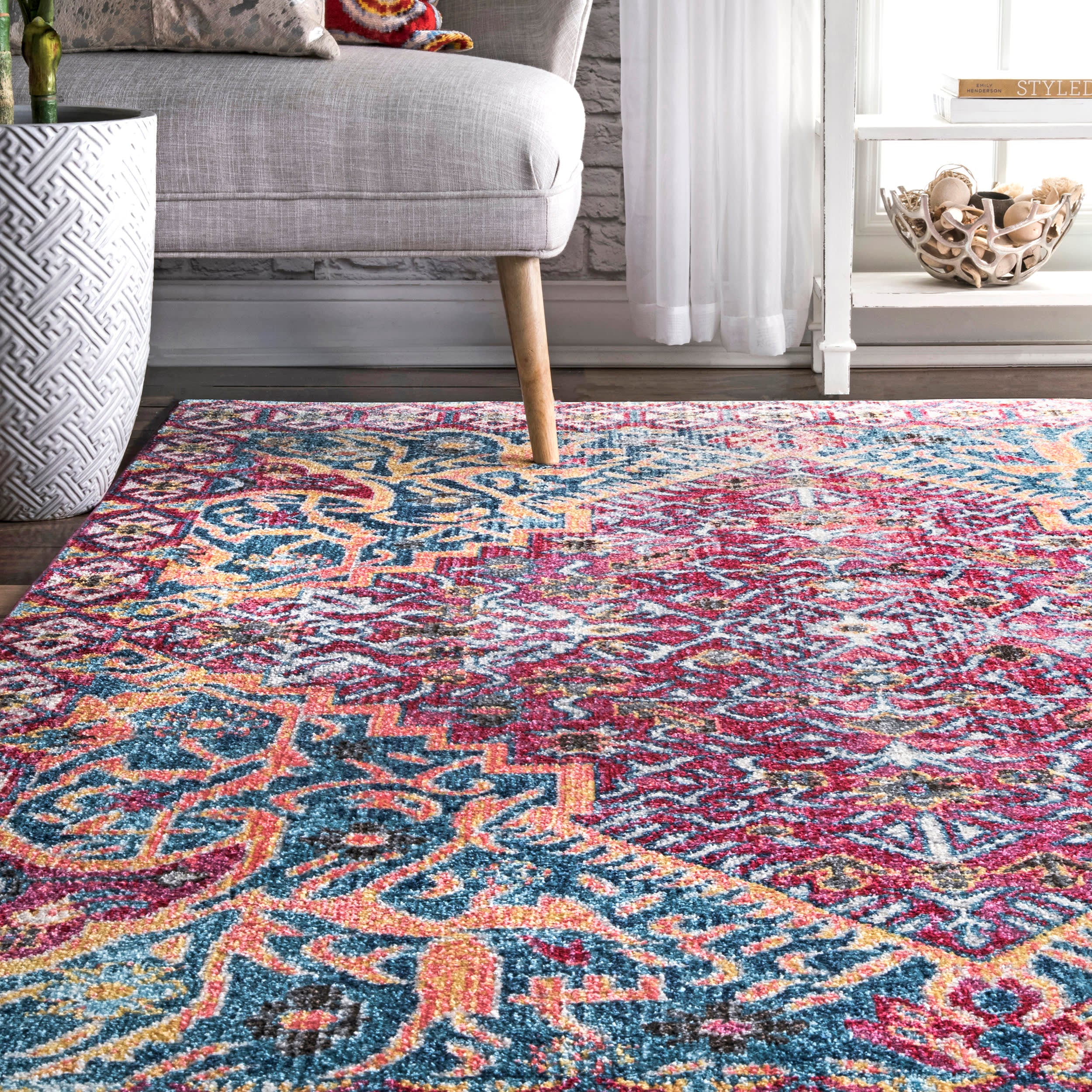 Vena Medallion Rug | Red - Image 4